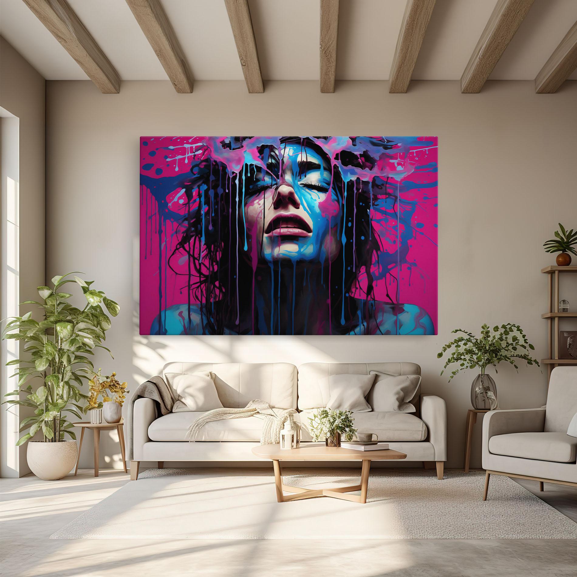 Leinwandbild Blue Pink Woman mockup 6