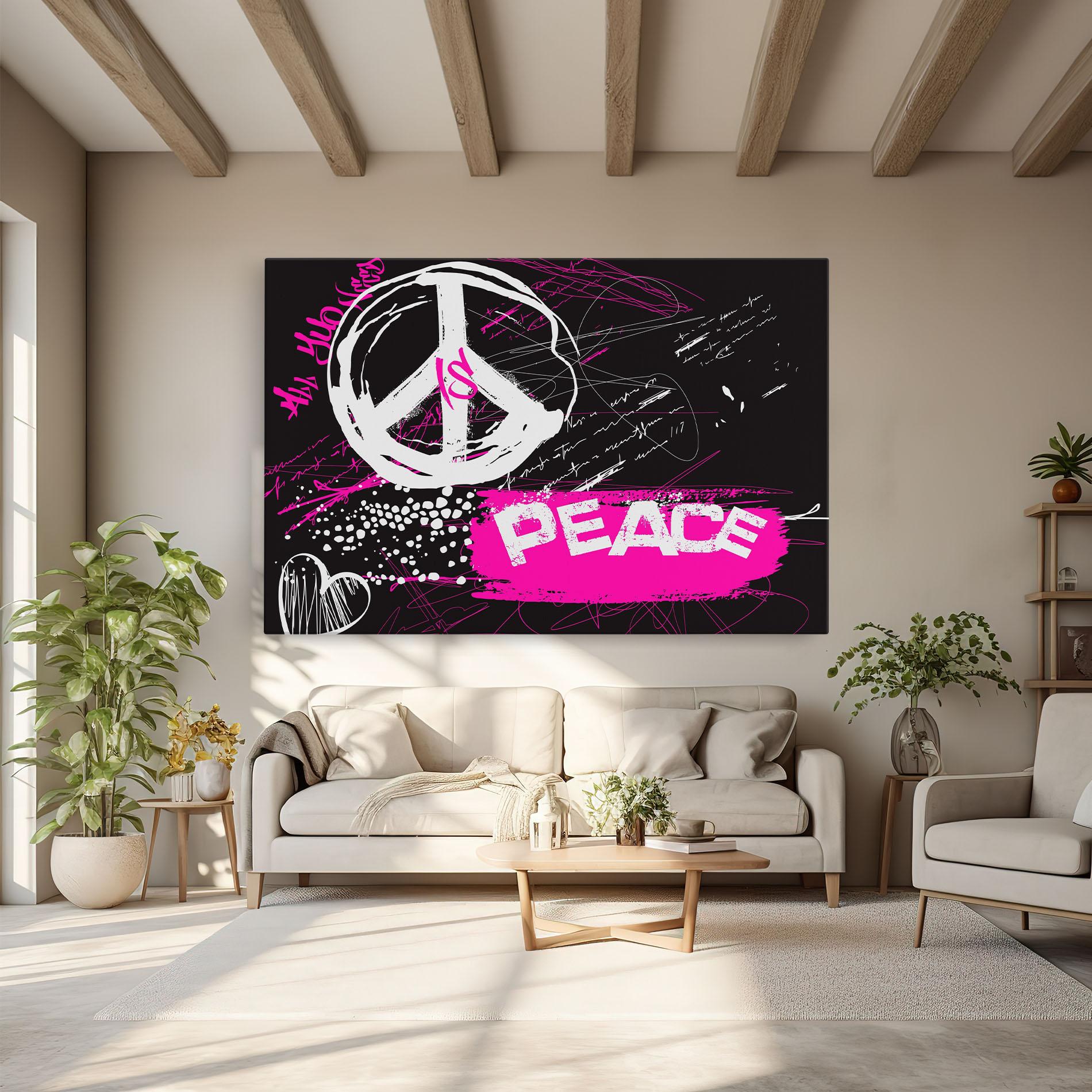 Leinwandbild Graffiti Pink Peace mockup 6