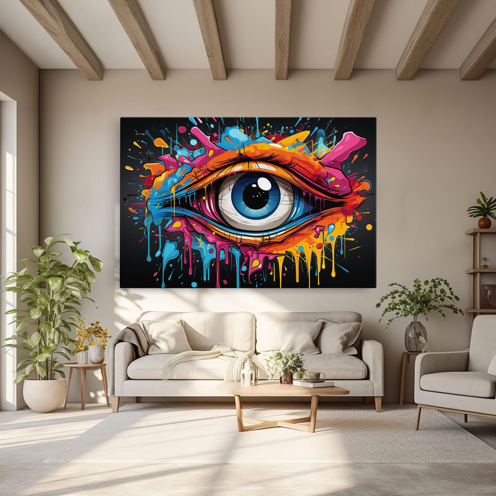 Leinwandbild Graffitistyle Eye mockup 6