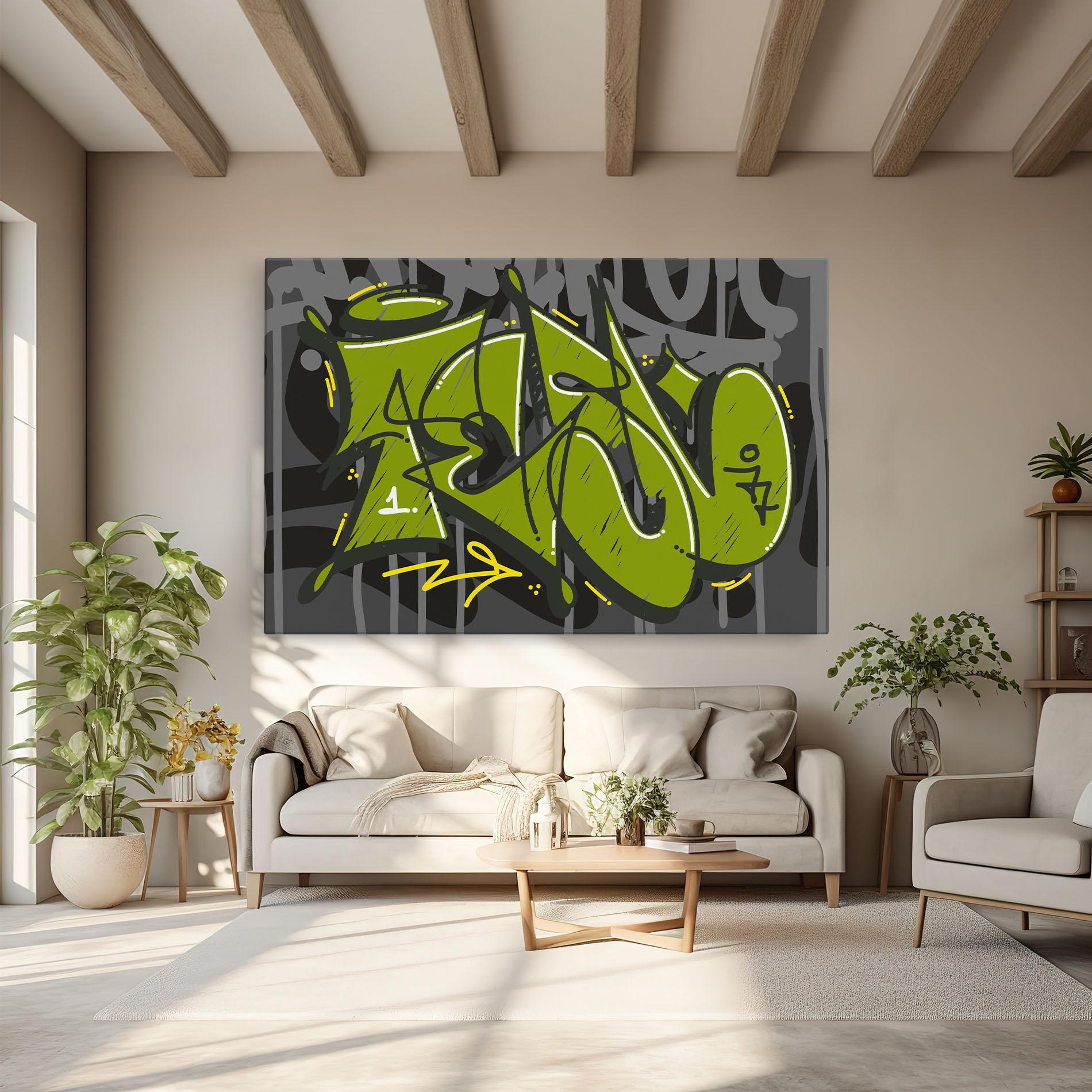 Leinwandbild Green Grey Graffti mockup 6