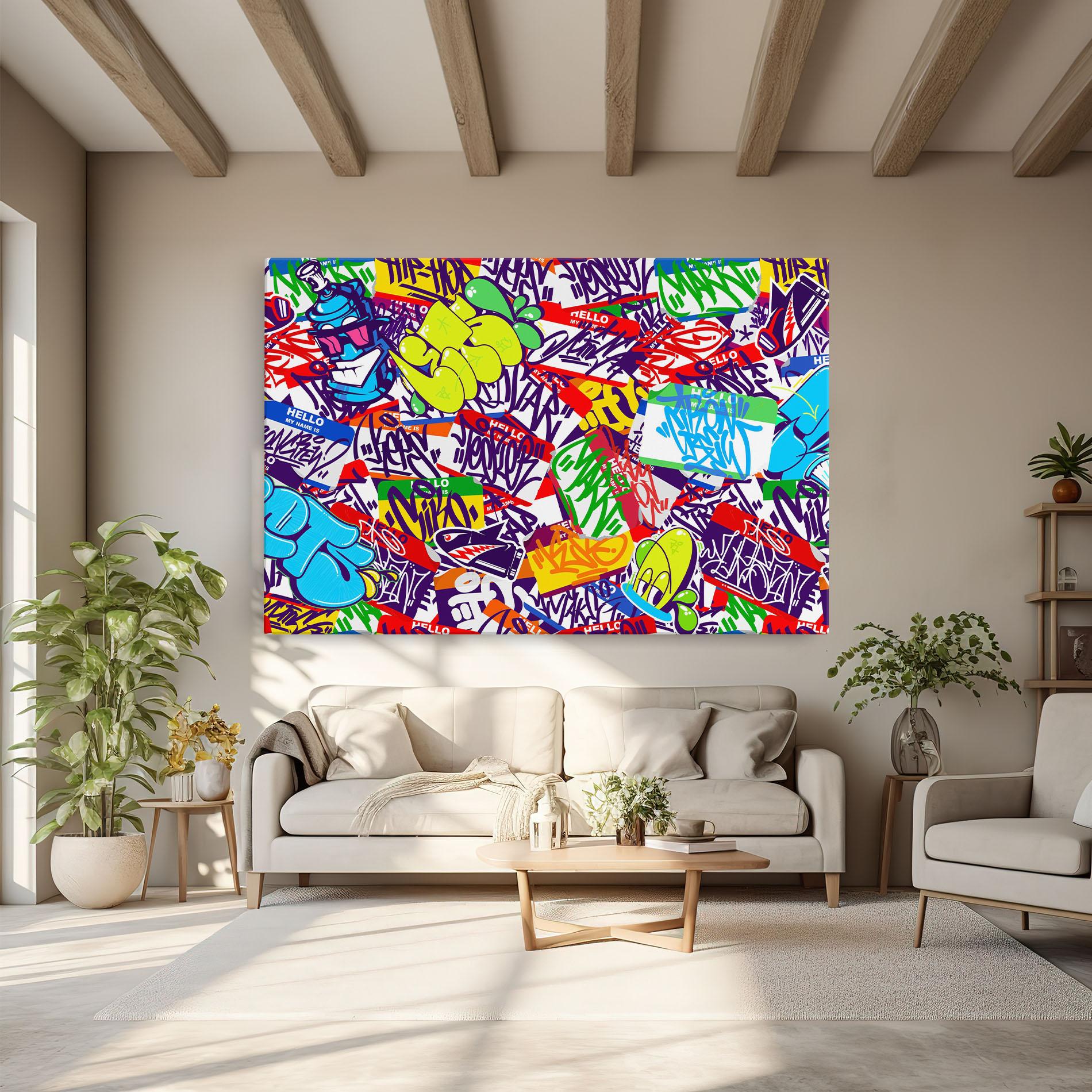 Leinwandbild Hello Graffiti Name mockup 6