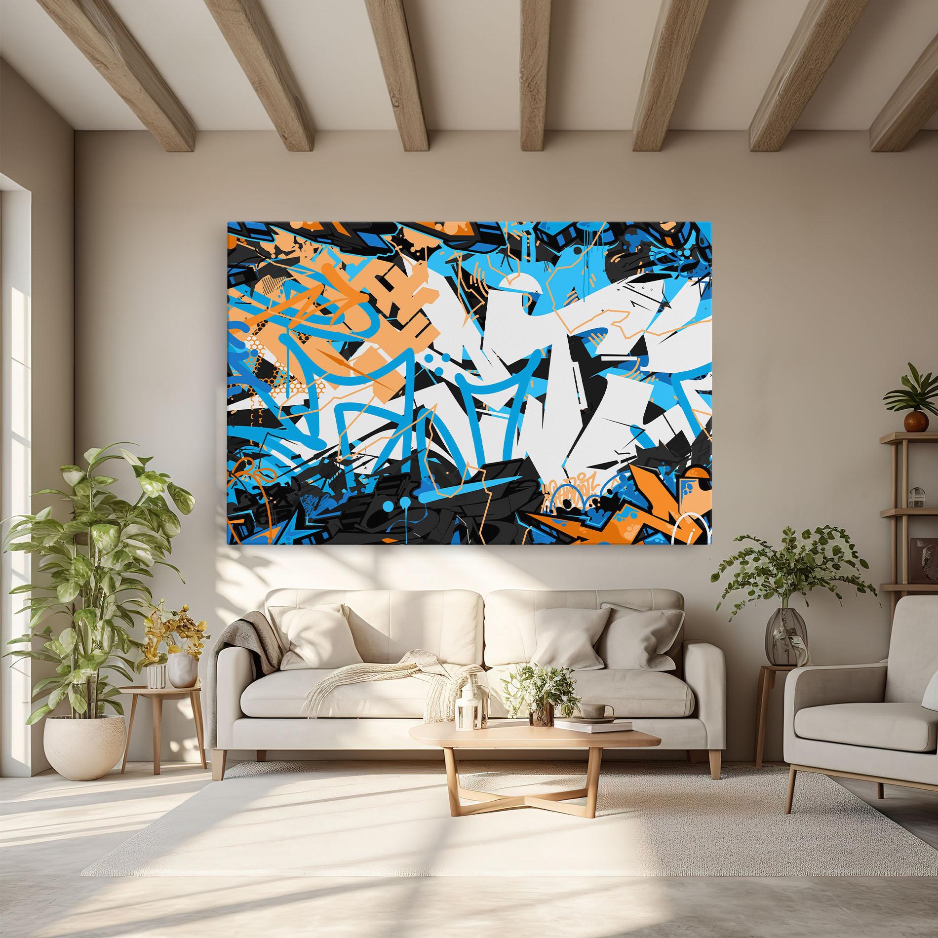 Leinwandbild White Orange Graffiti mockup 6