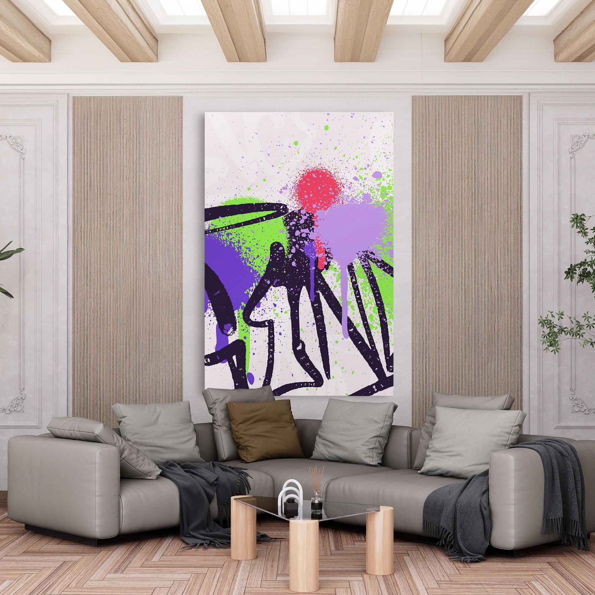 Leinwandbild Green Purple Graffiti mockup 6