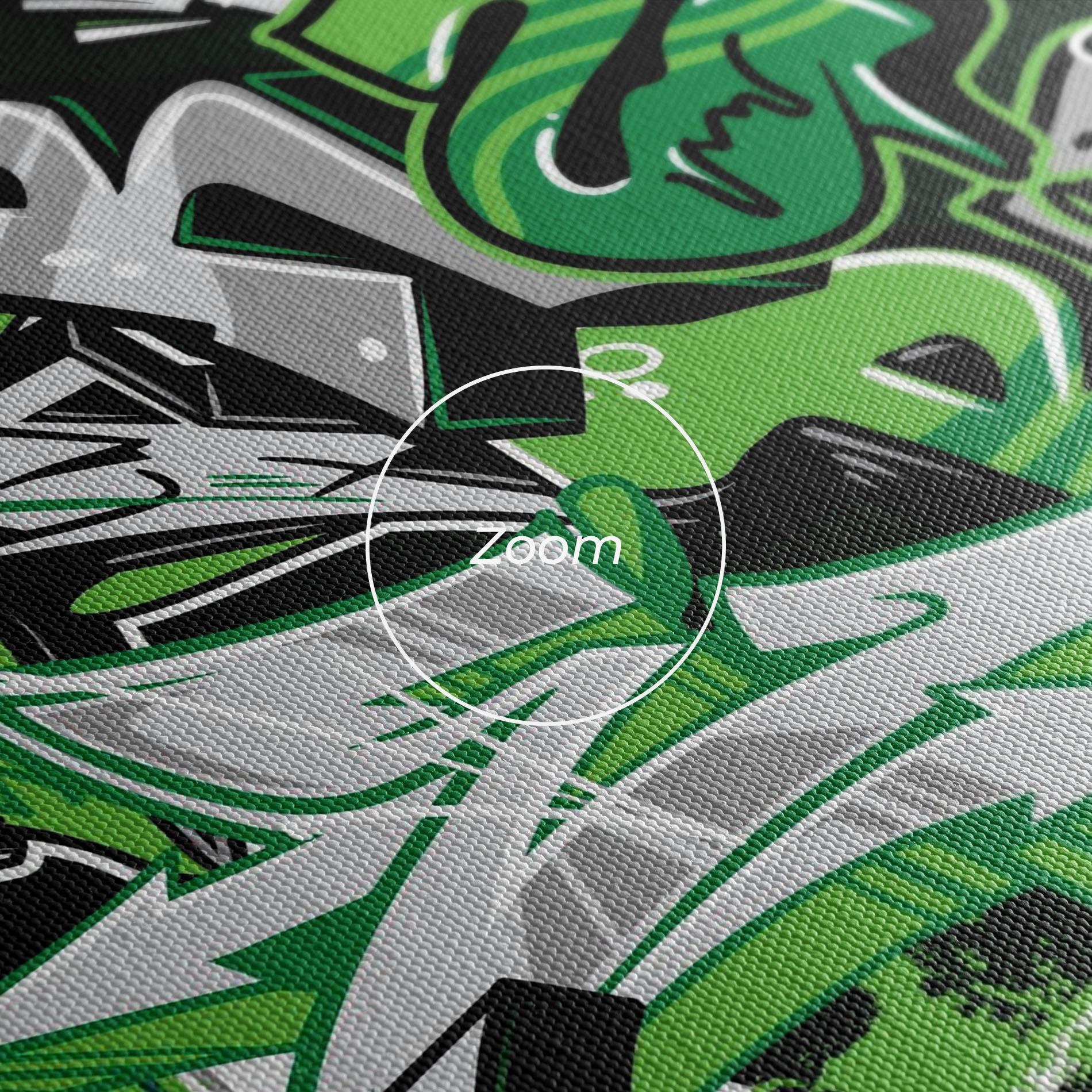 Leinwandbild Green Graffiti Letters mockup 3