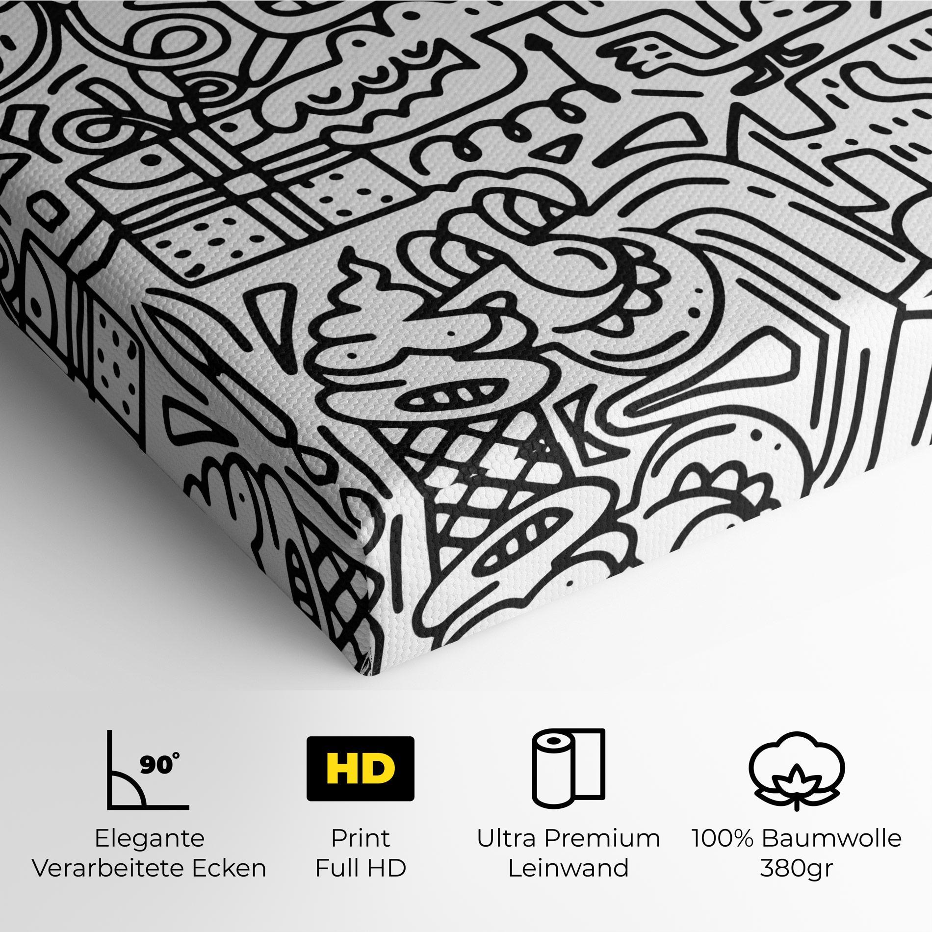 Leinwandbild Doodle Black Line mockup 4