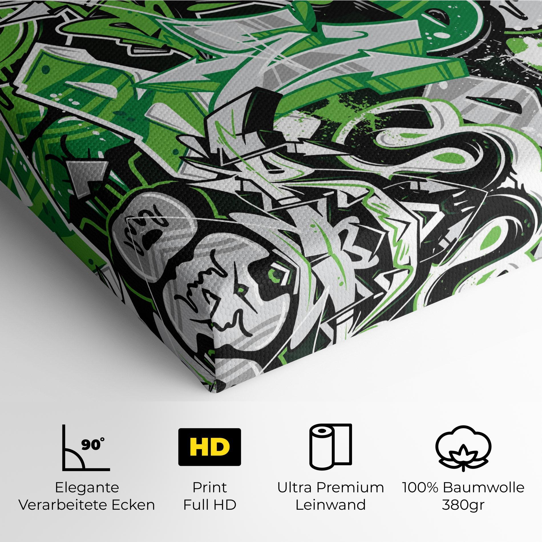 Leinwandbild Green Graffiti Letters mockup 4