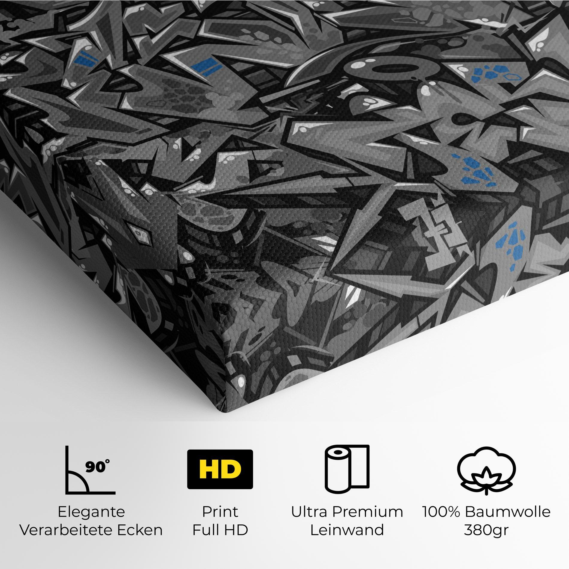 Leinwandbild Grey Blue Graffiti mockup 4