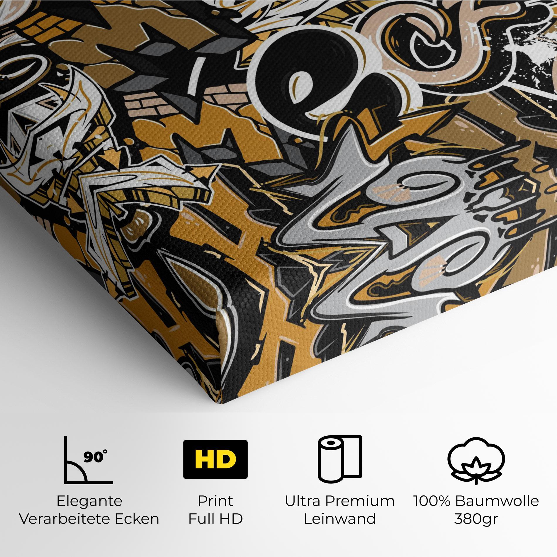 Leinwandbild Yellow White Graffiti mockup 4