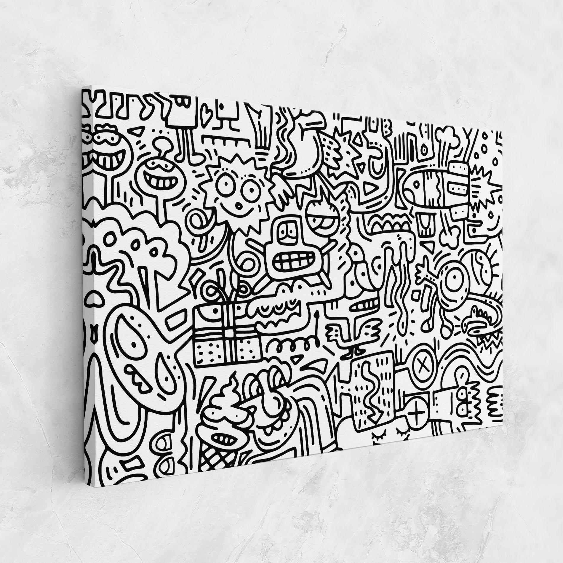 Leinwandbild Doodle Black Line mockup 1