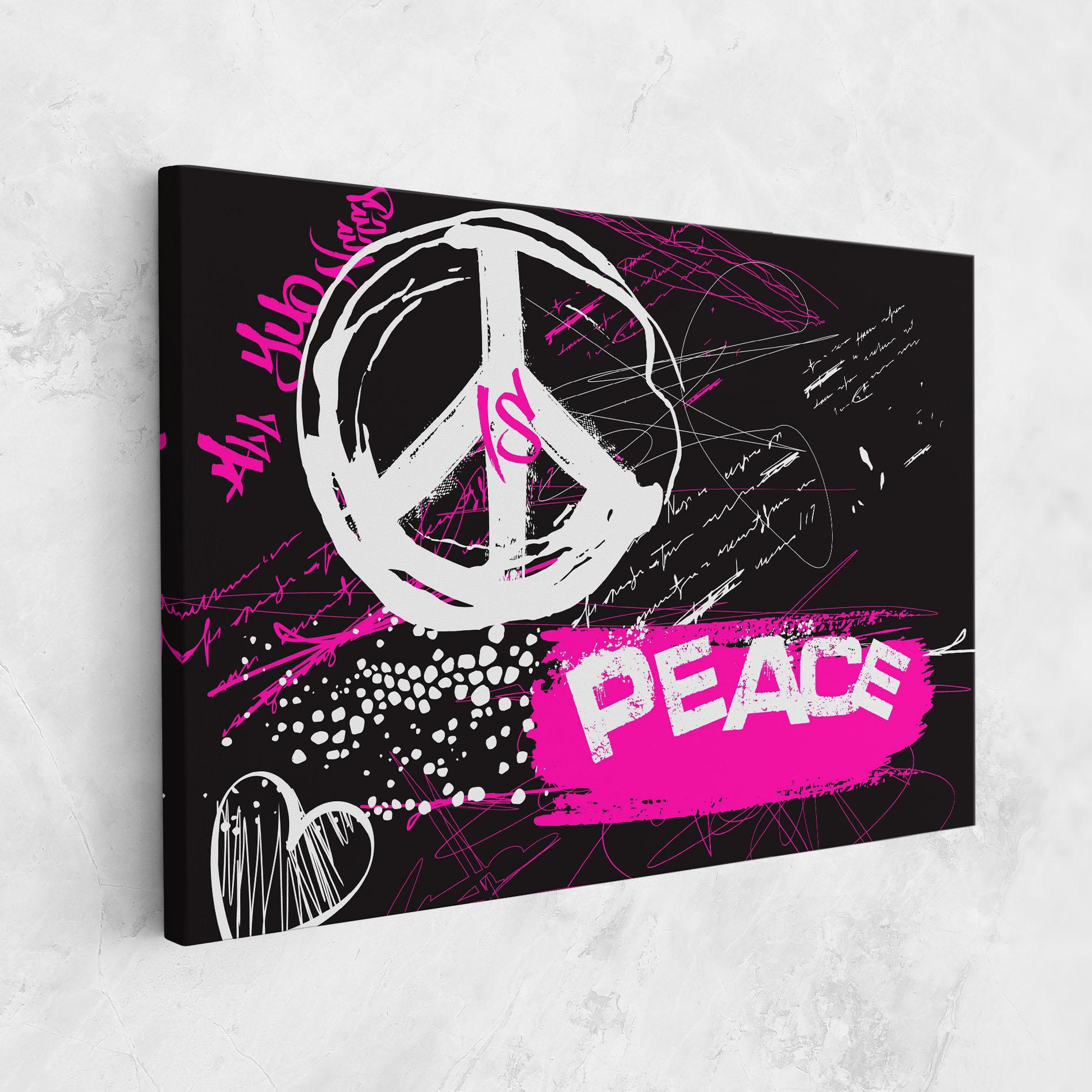 Leinwandbild Graffiti Pink Peace mockup 1