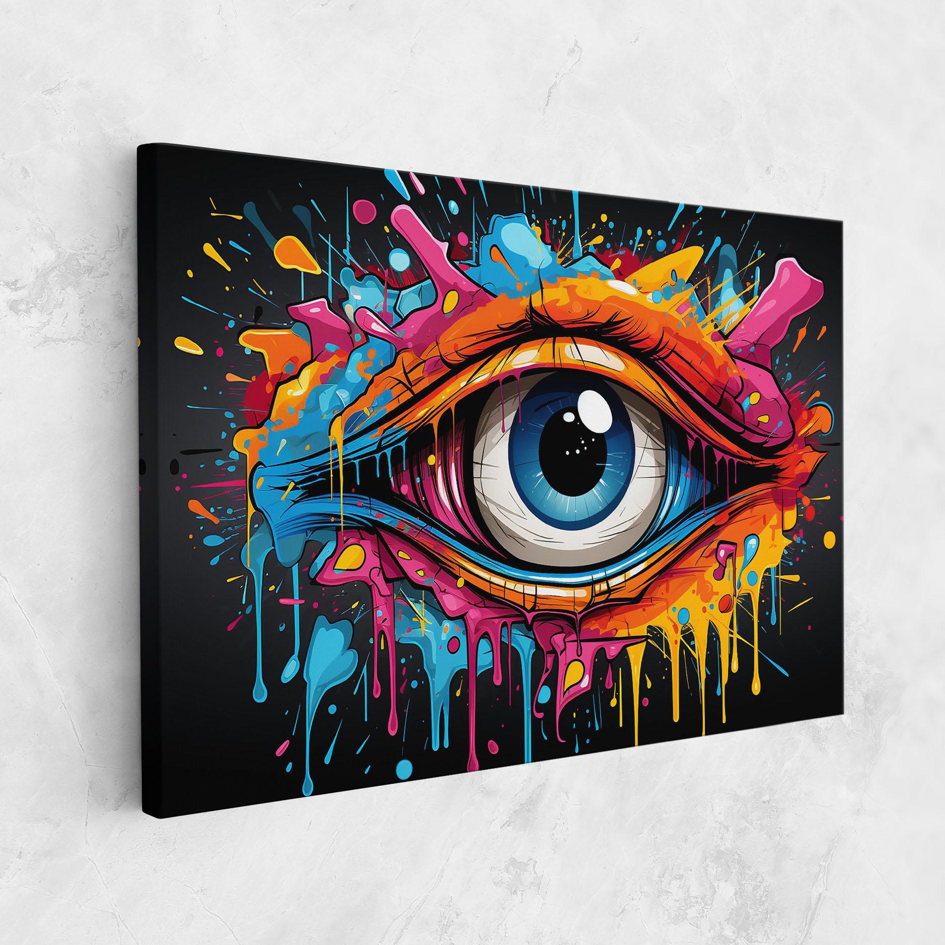Leinwandbild Graffitistyle Eye mockup 1