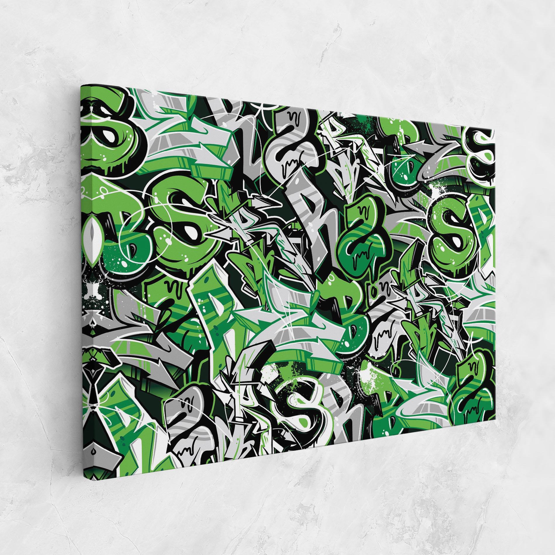 Leinwandbild Green Graffiti Letters mockup 1