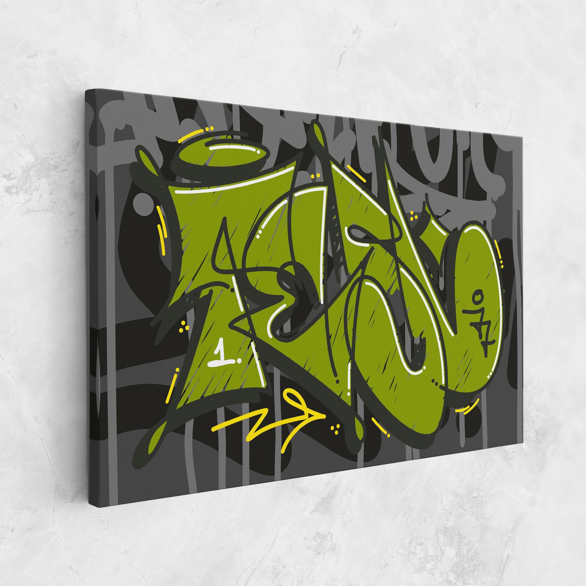 Leinwandbild Green Grey Graffti mockup 1