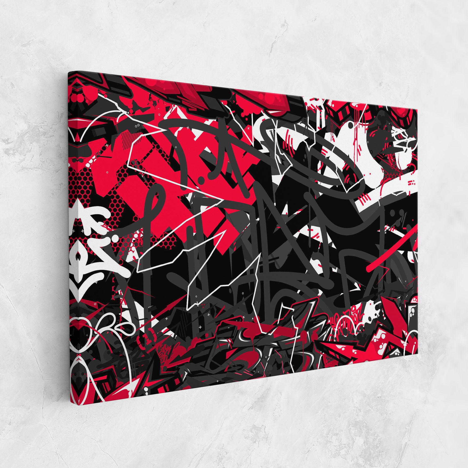 Leinwandbild Grey Red Graffiti mockup 1