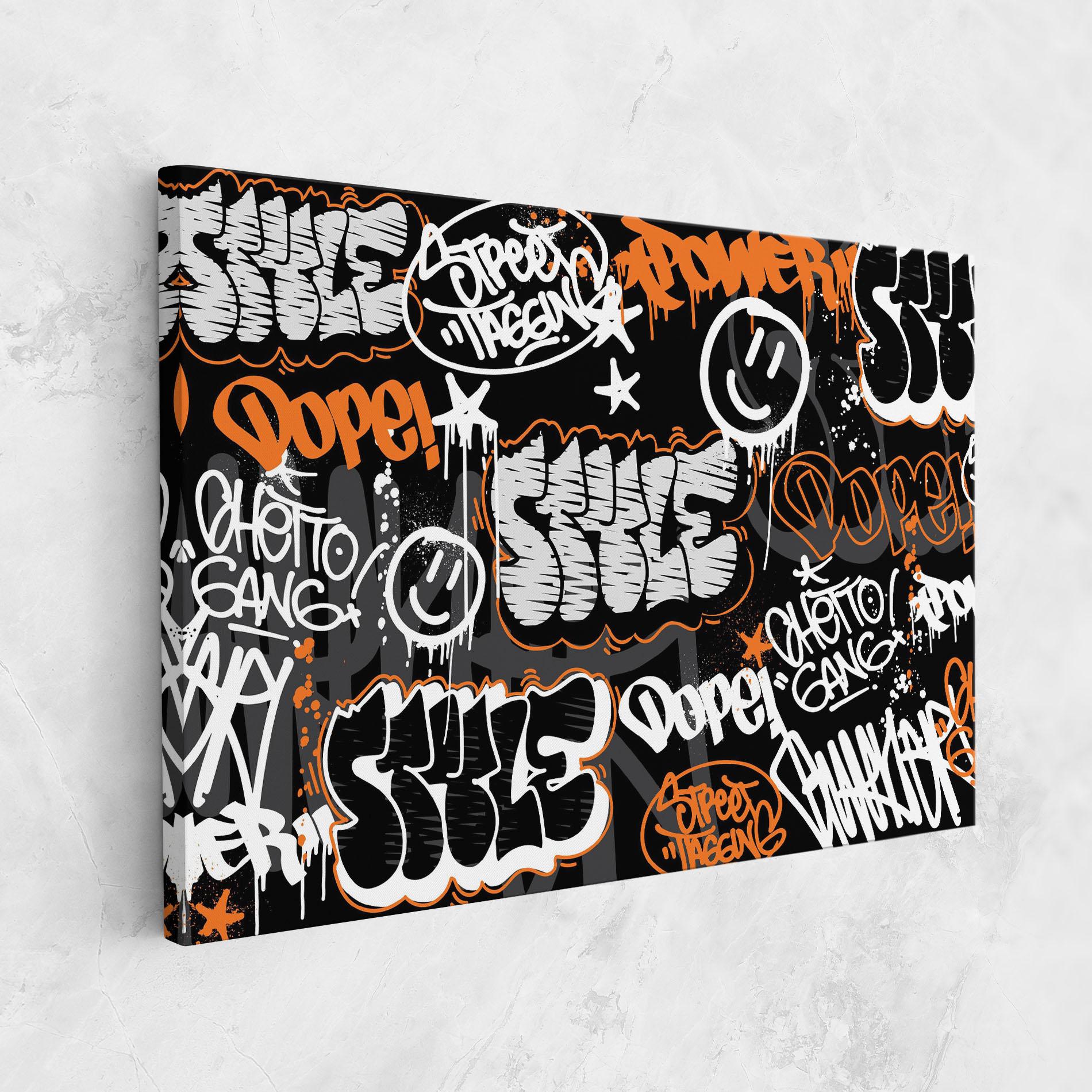 Leinwandbild Orange Black Graffiti mockup 1