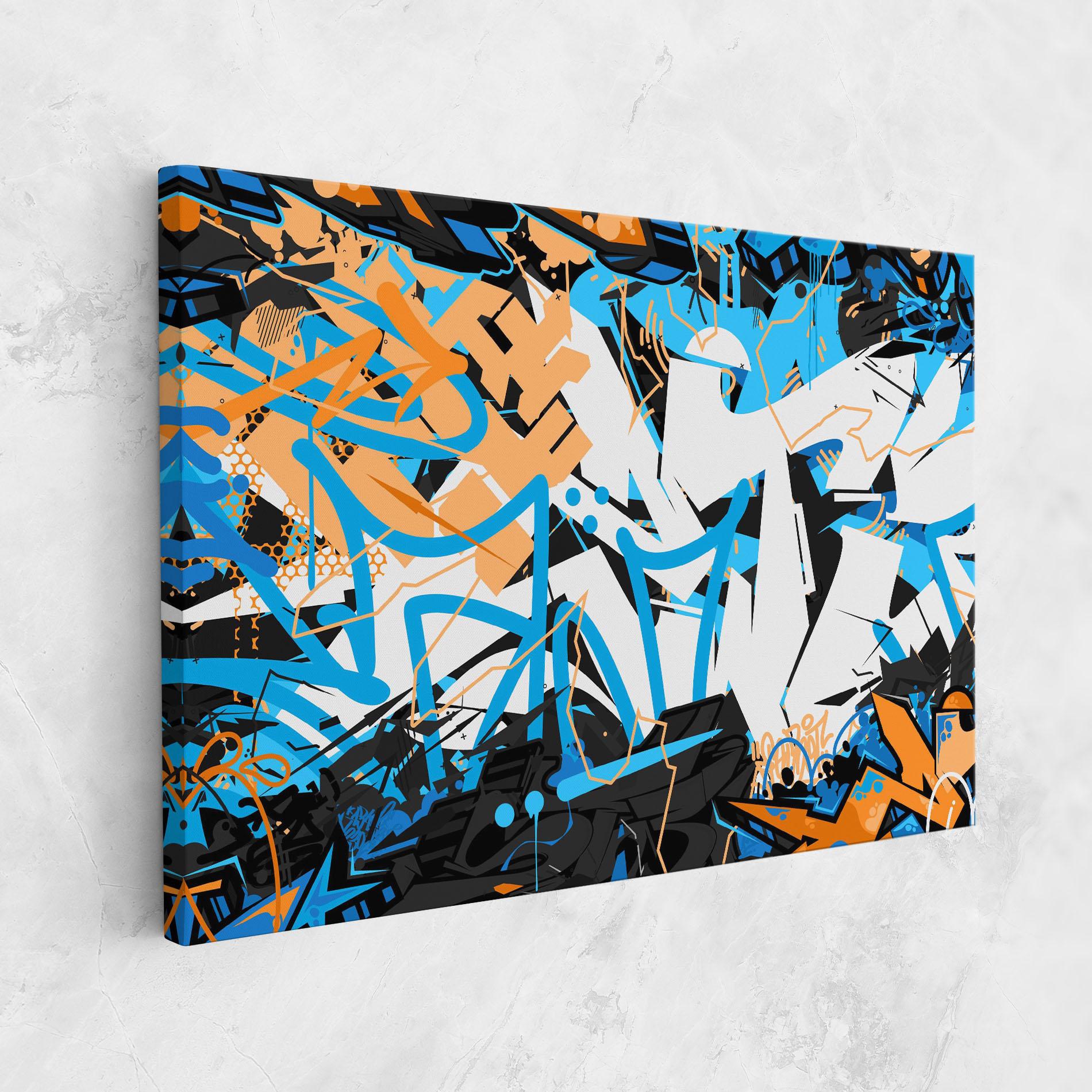 Leinwandbild White Orange Graffiti mockup 1