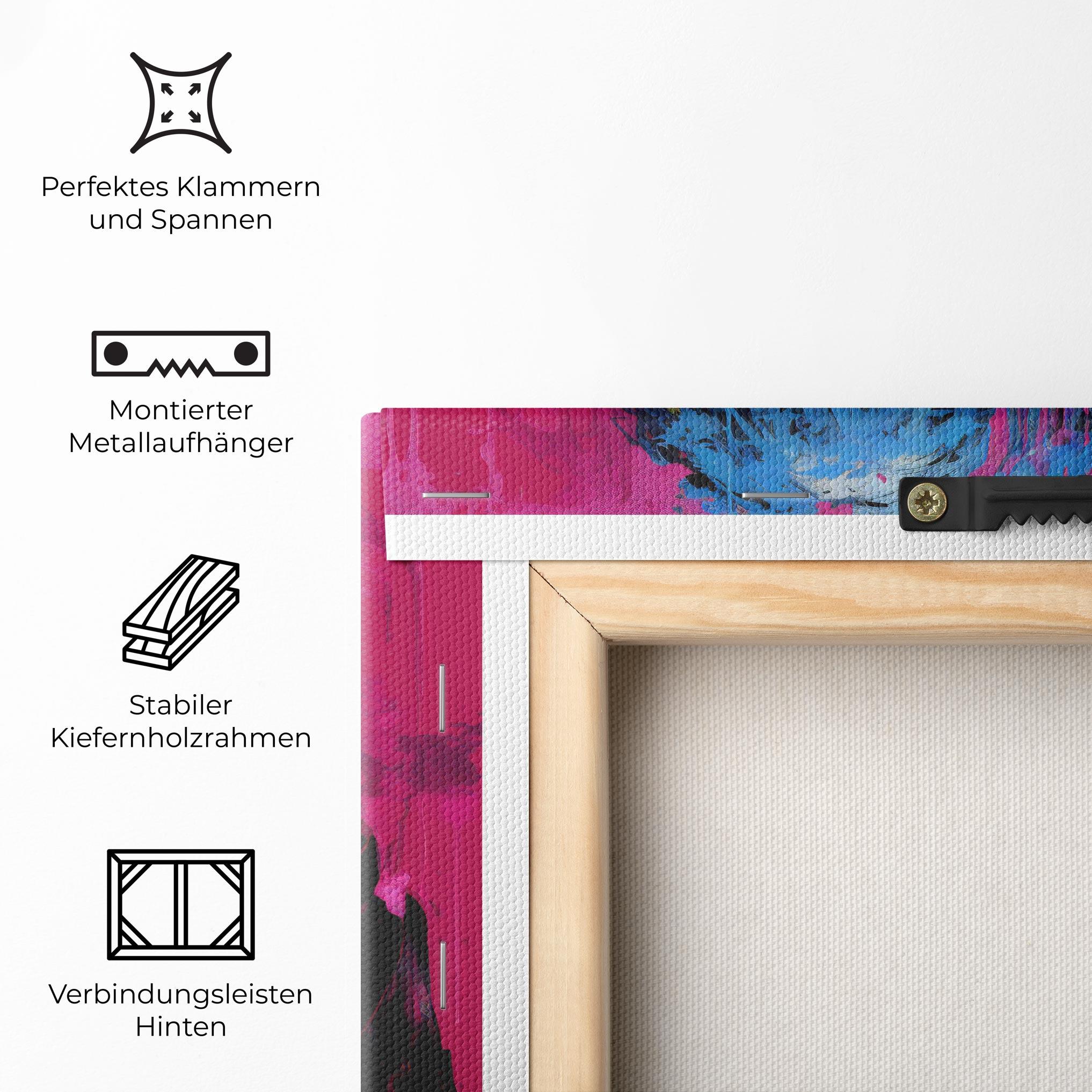 Leinwandbild Blue Pink Falling Paint mockup 5