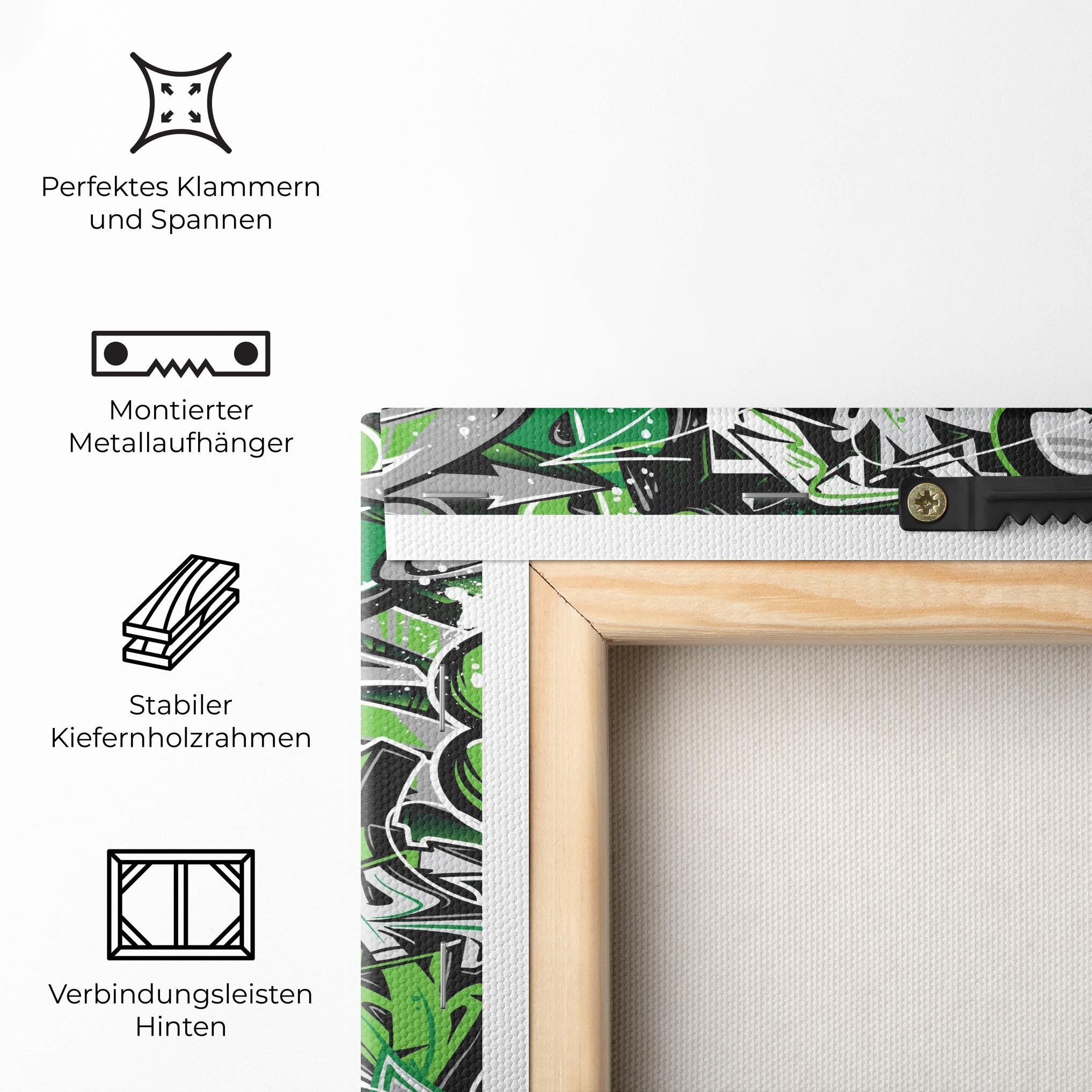 Leinwandbild Green Graffiti Letters mockup 5
