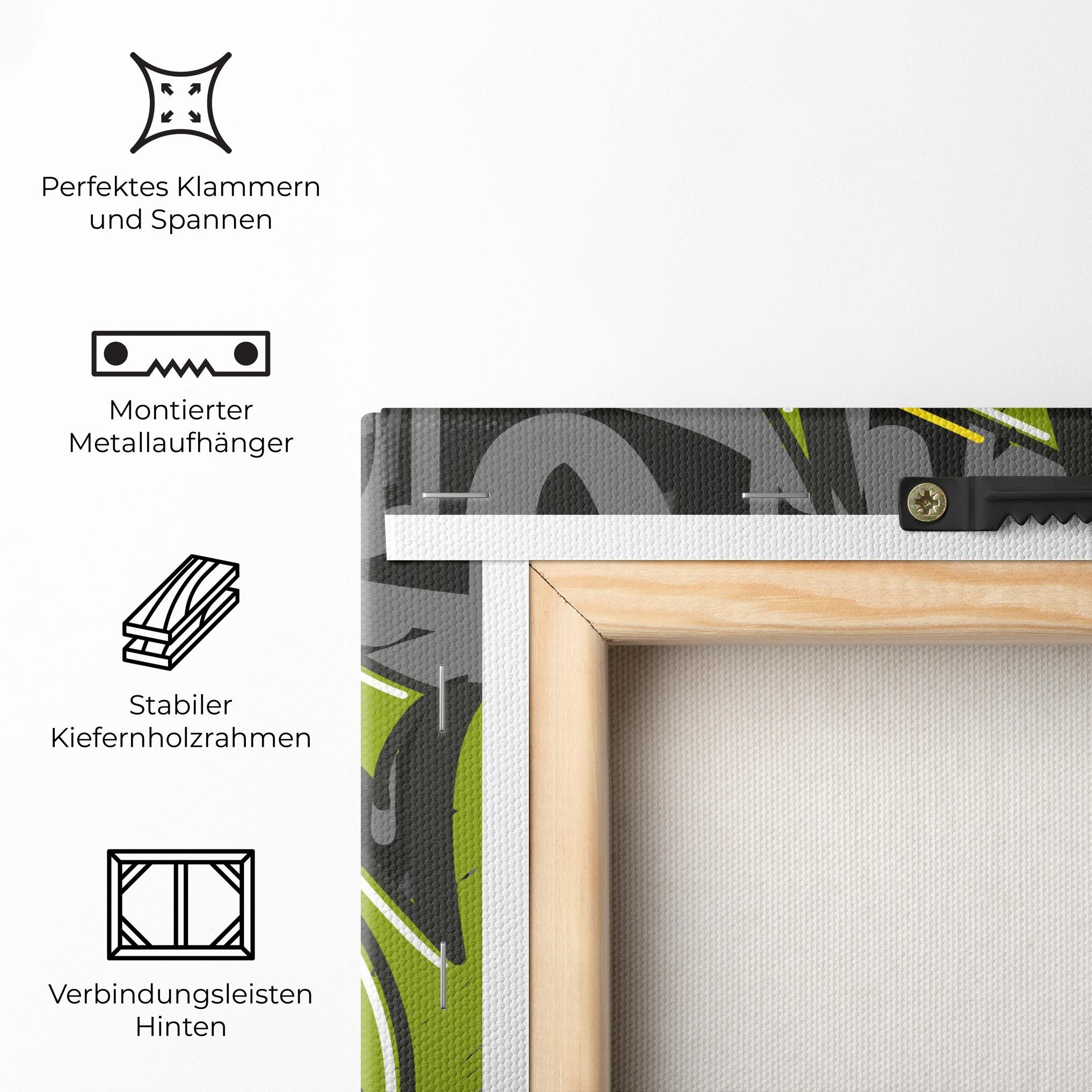 Leinwandbild Green Grey Graffti mockup 5