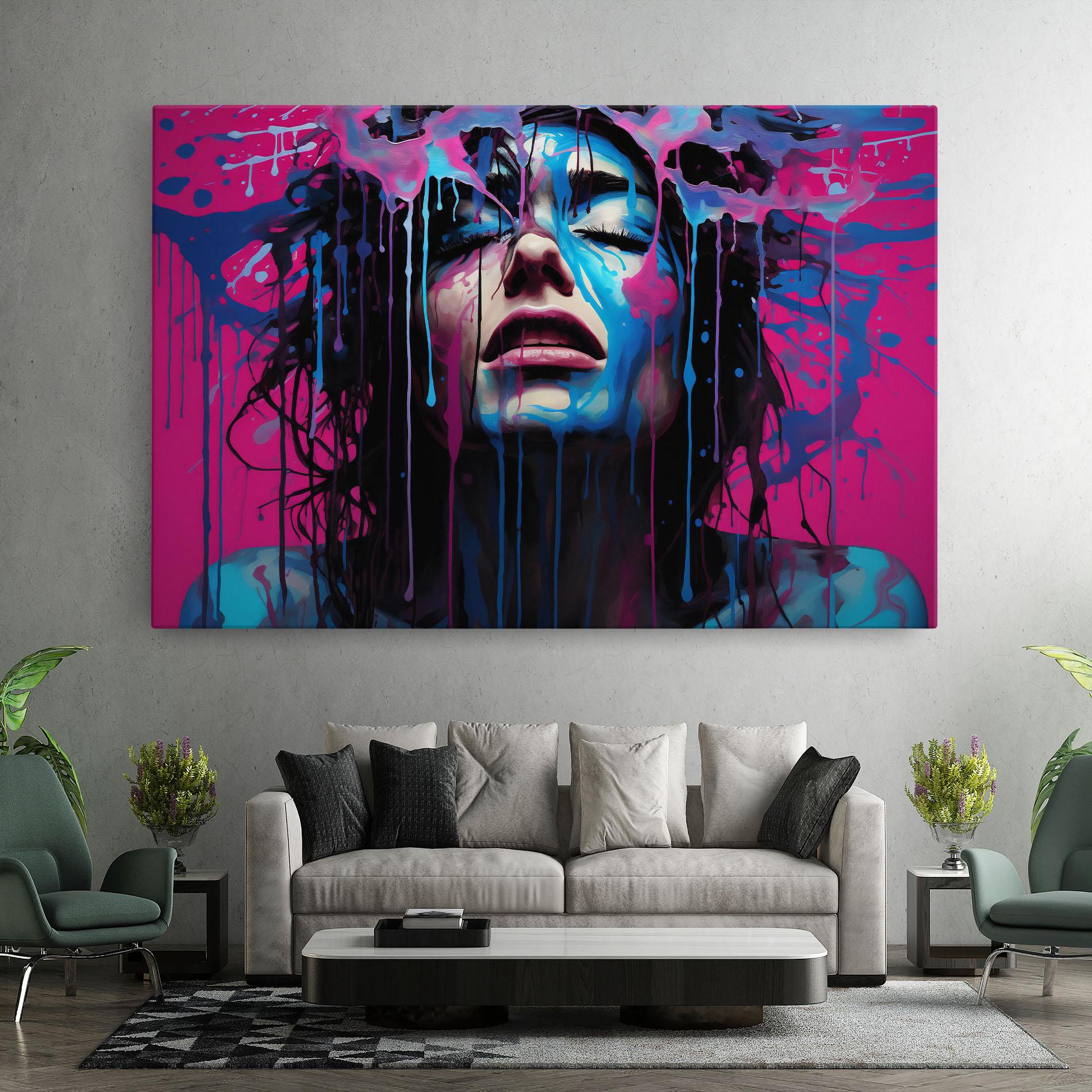 Leinwandbild Blue Pink Woman mockup 7