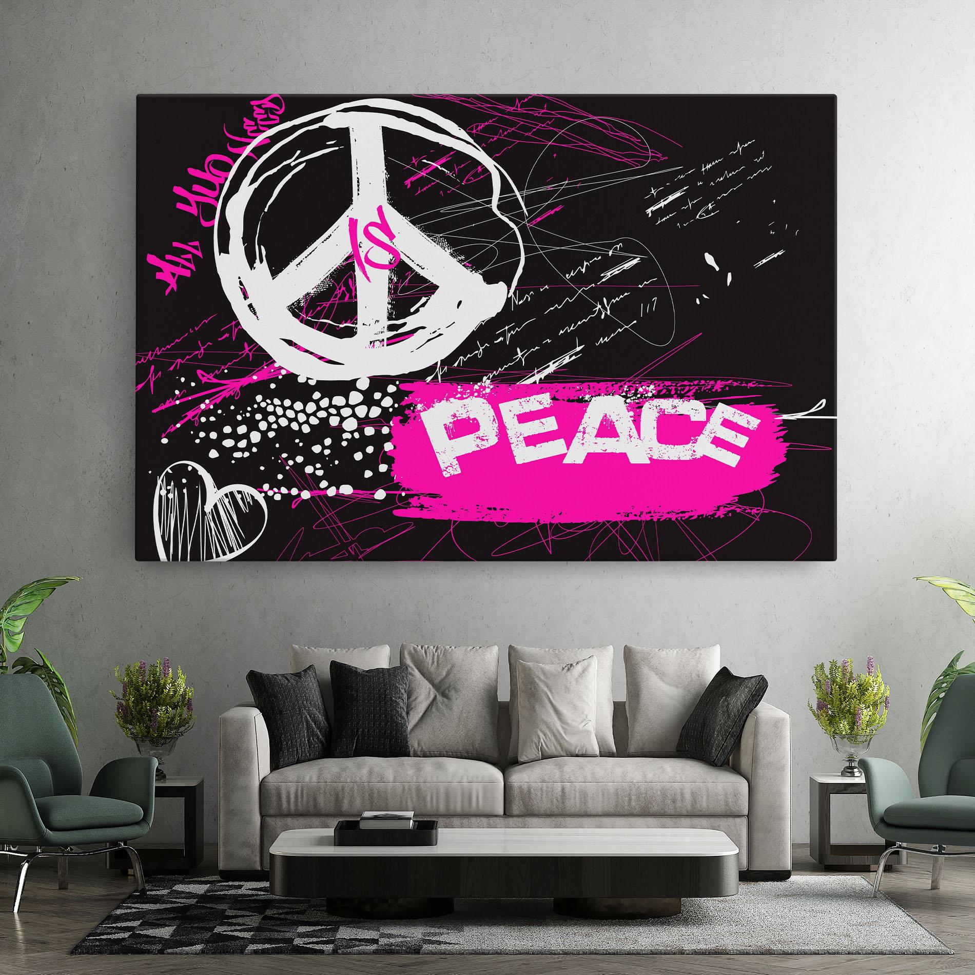 Leinwandbild Graffiti Pink Peace mockup 7