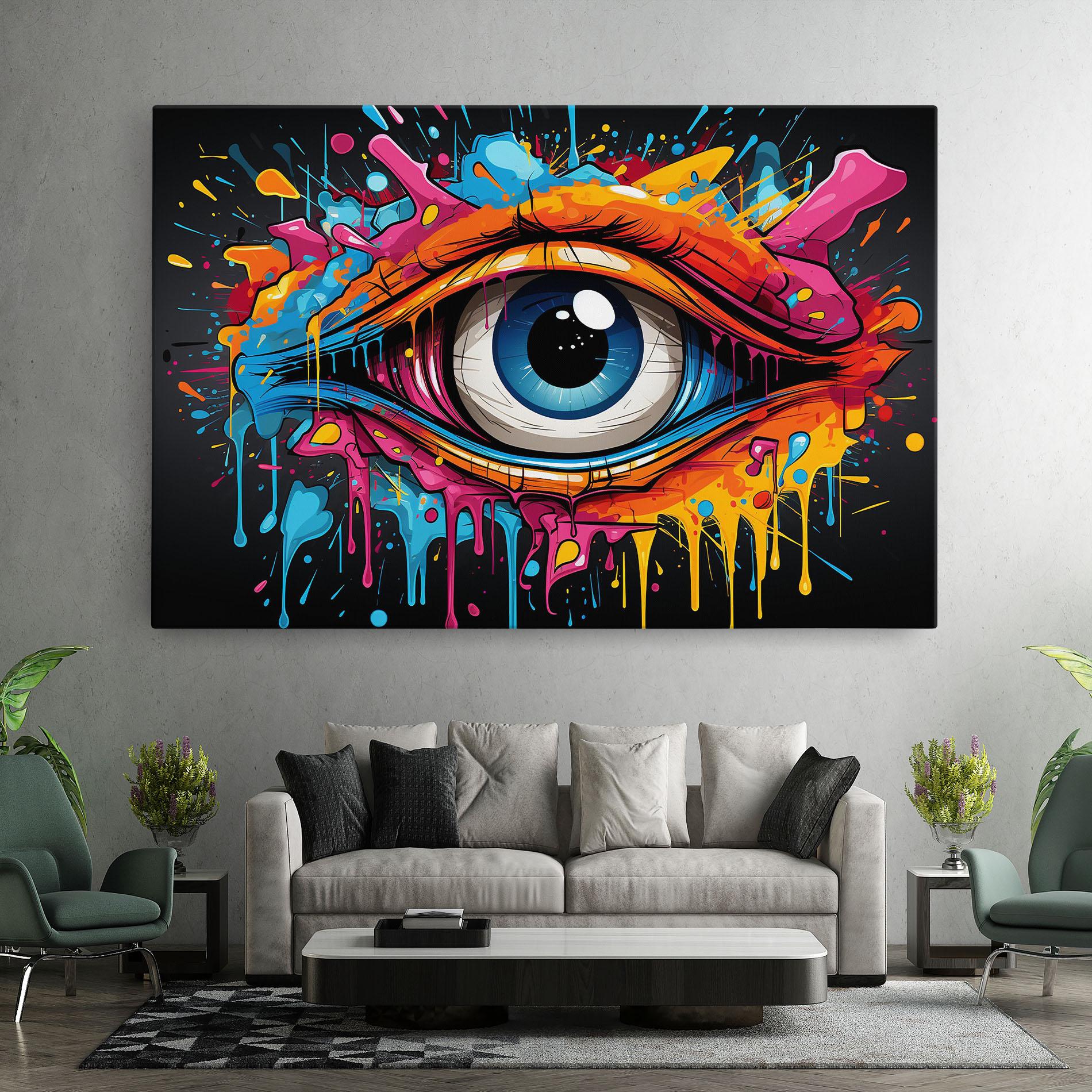 Leinwandbild Graffitistyle Eye mockup 7