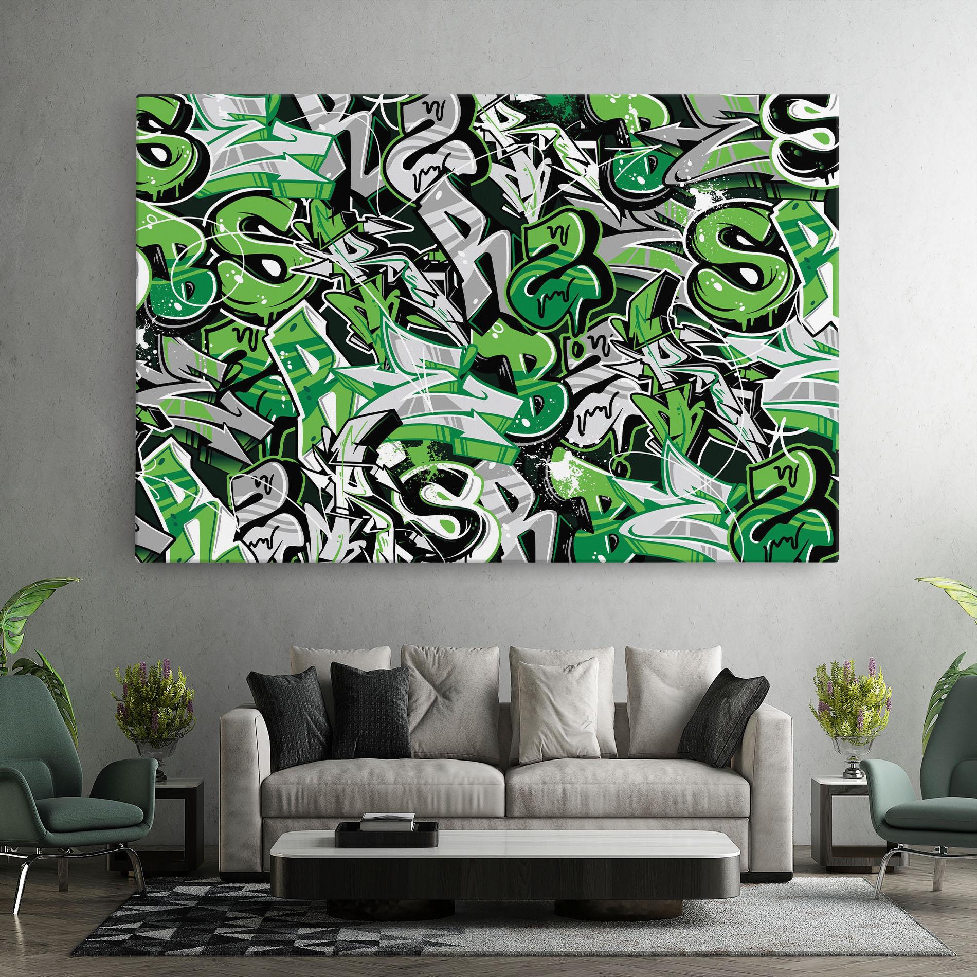 Leinwandbild Green Graffiti Letters mockup 7