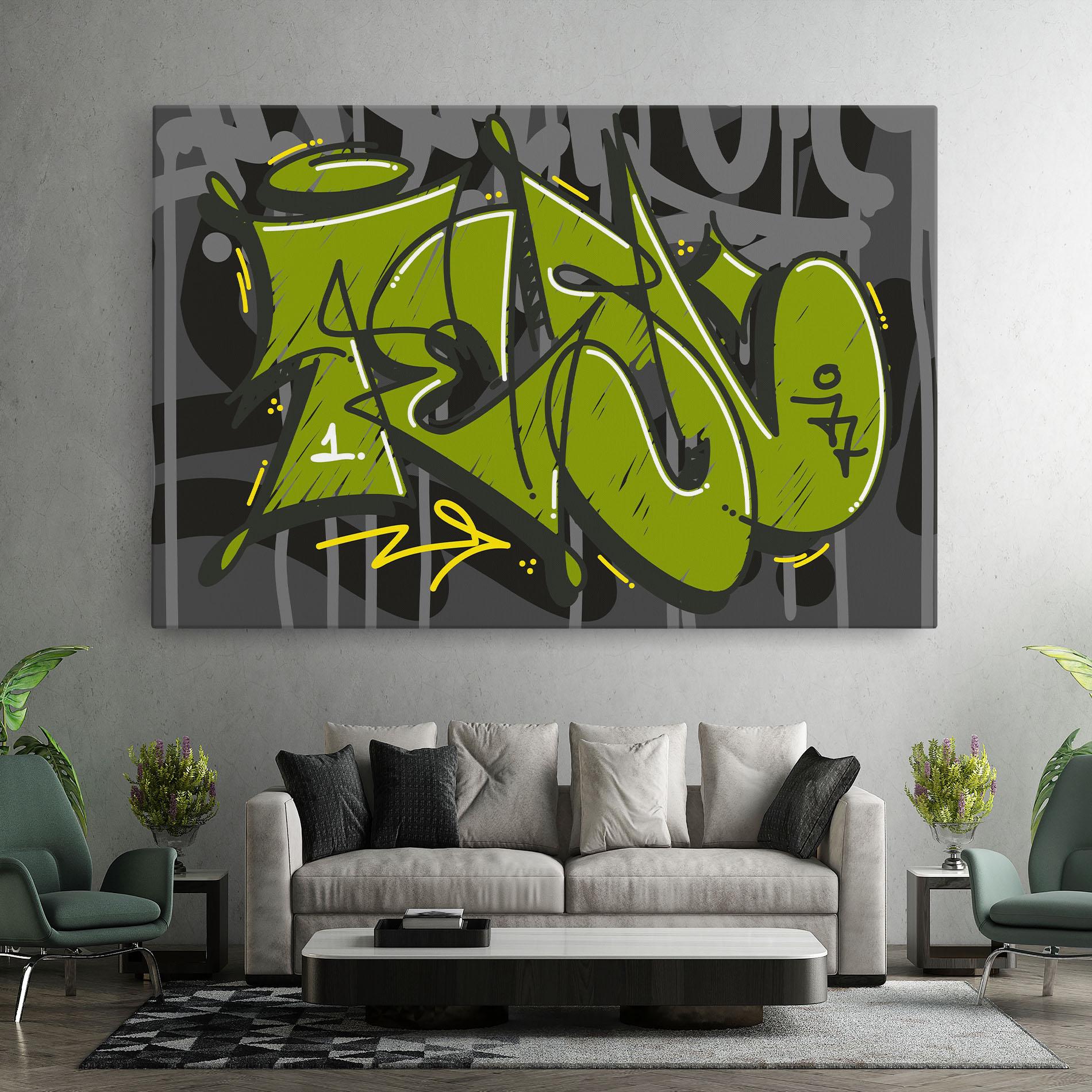 Leinwandbild Green Grey Graffti mockup 7
