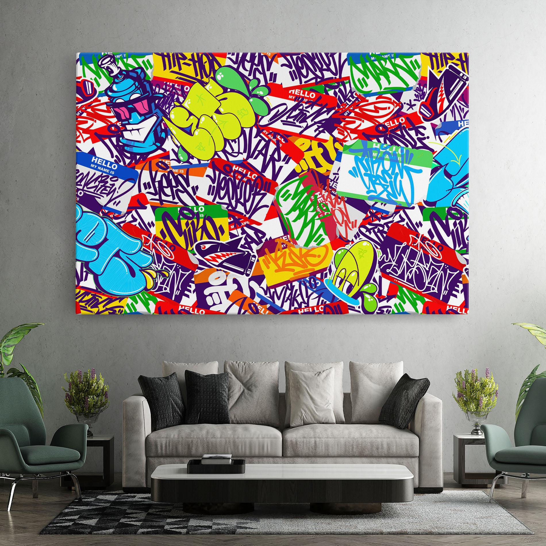 Leinwandbild Hello Graffiti Name mockup 7
