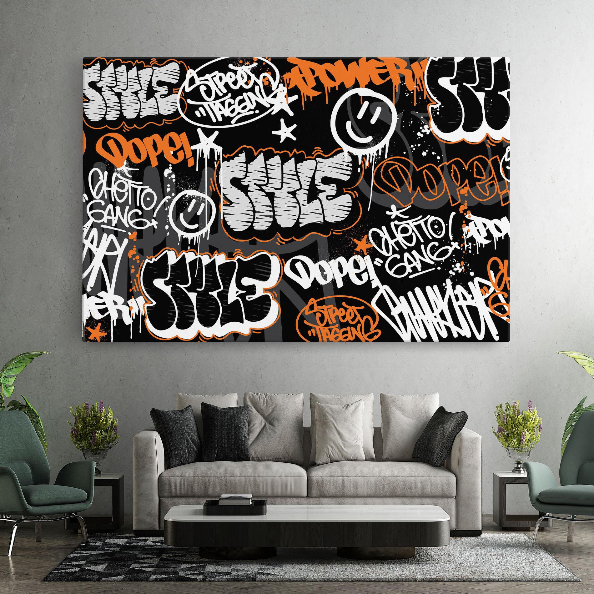 Leinwandbild Orange Black Graffiti mockup 7