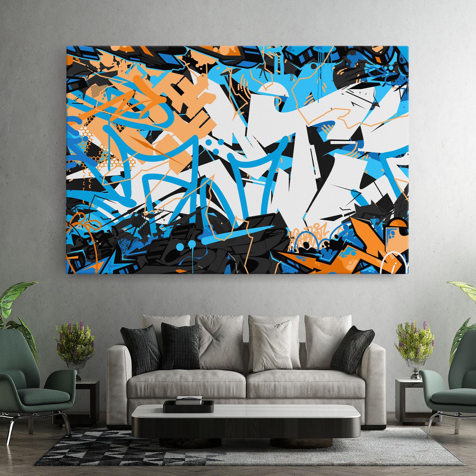 Leinwandbild White Orange Graffiti mockup 7