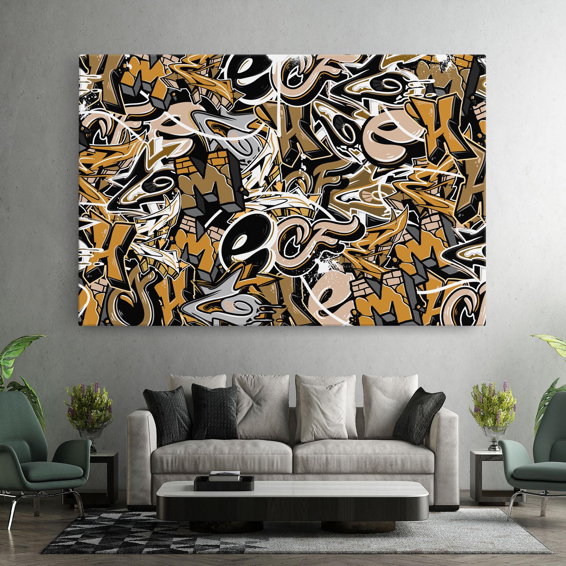 Leinwandbild Yellow White Graffiti mockup 7