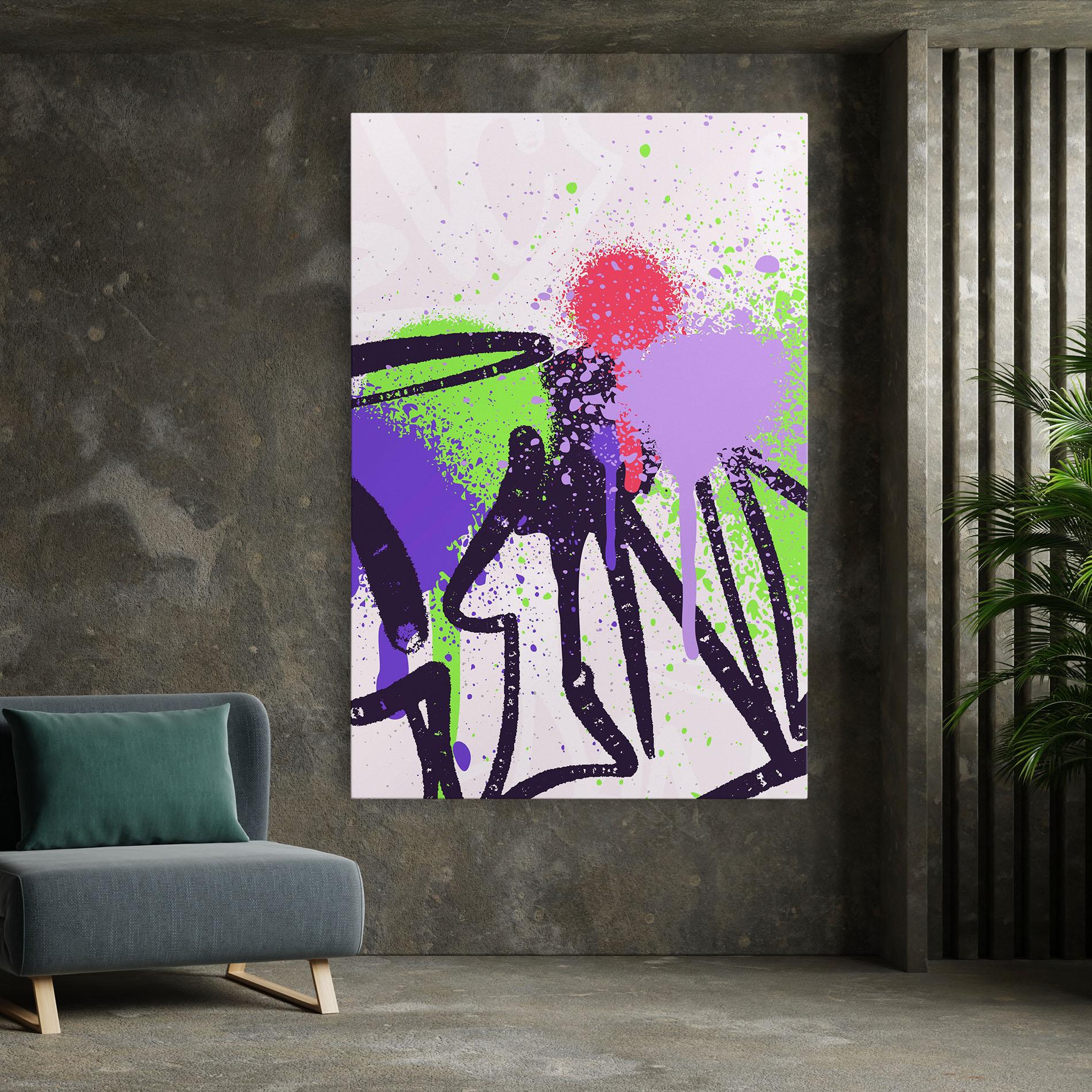 Leinwandbild Green Purple Graffiti mockup 7
