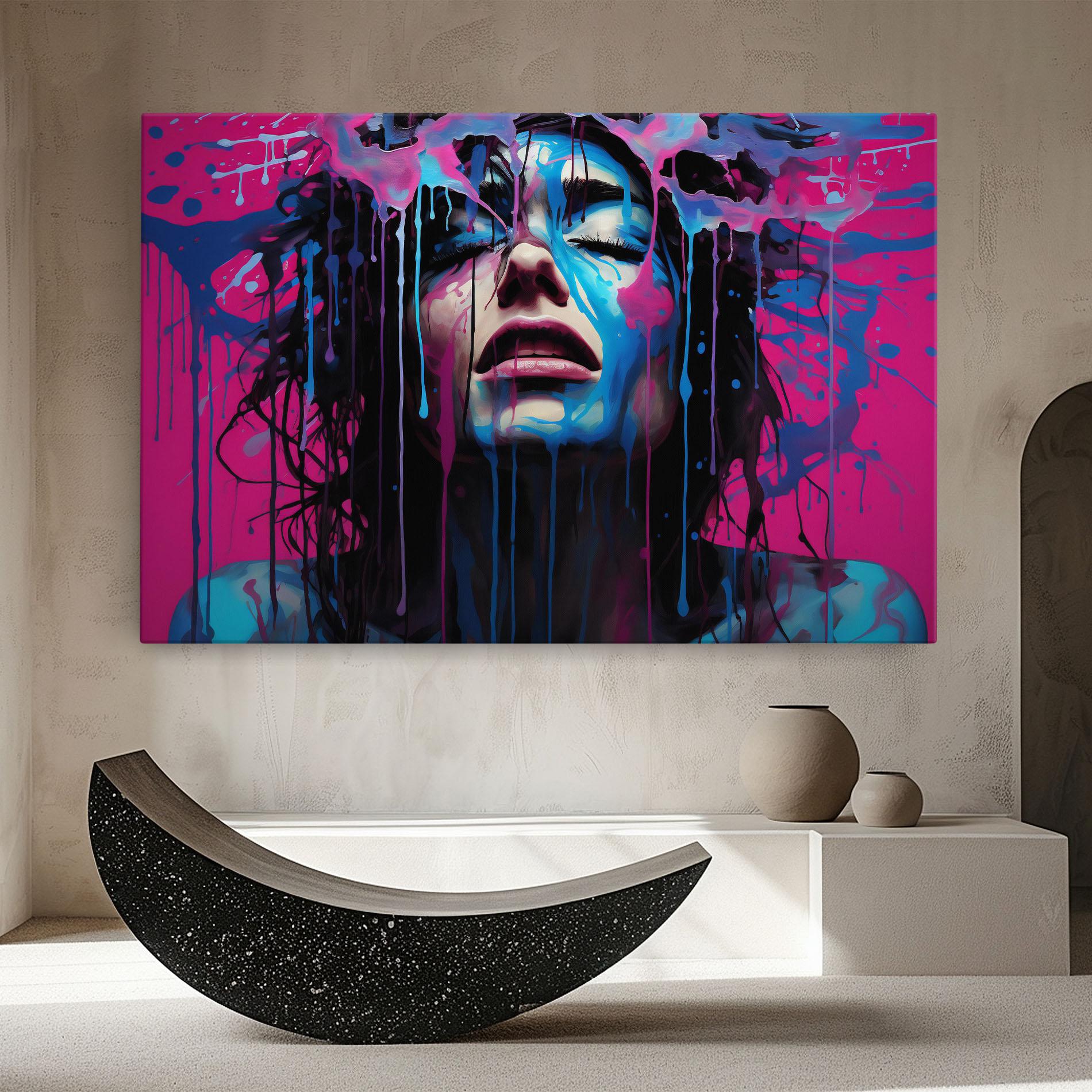 Leinwandbild Blue Pink Woman mockup 8