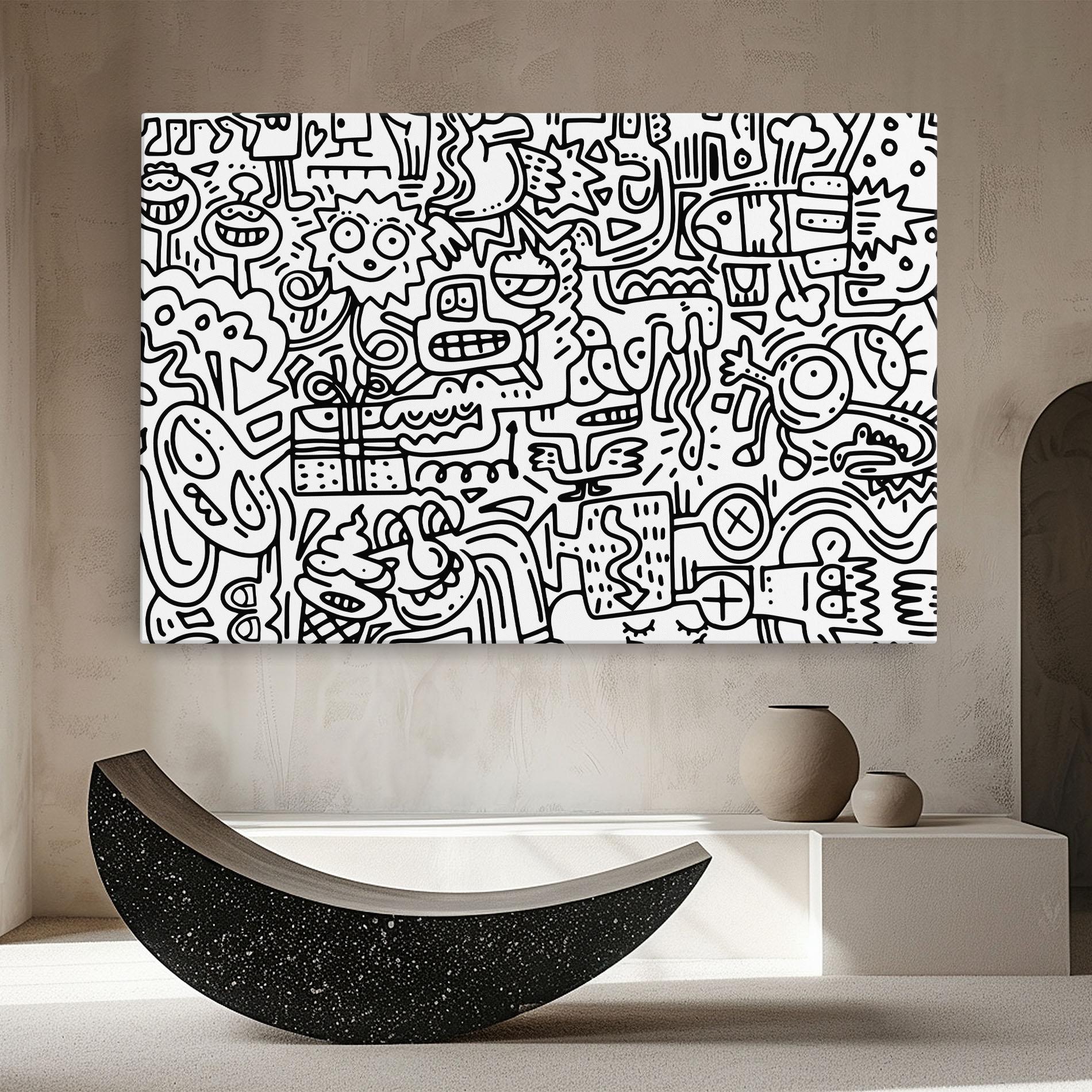 Leinwandbild Doodle Black Line mockup 8