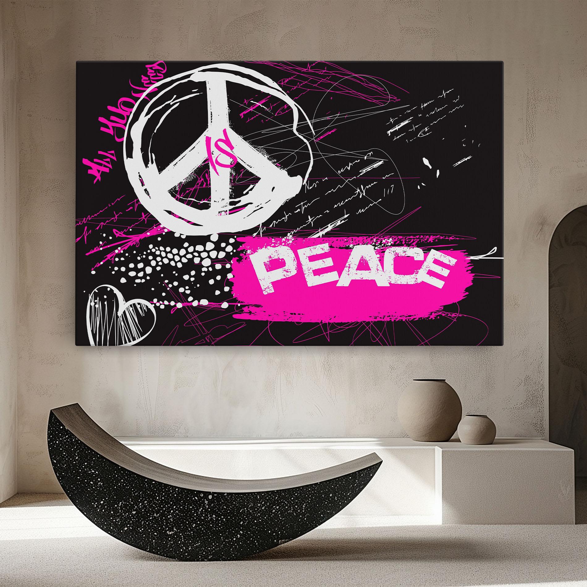 Leinwandbild Graffiti Pink Peace mockup 8