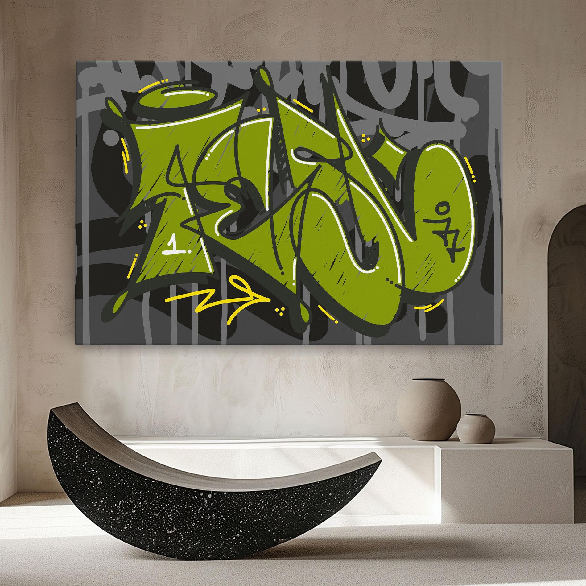 Leinwandbild Green Grey Graffti mockup 8