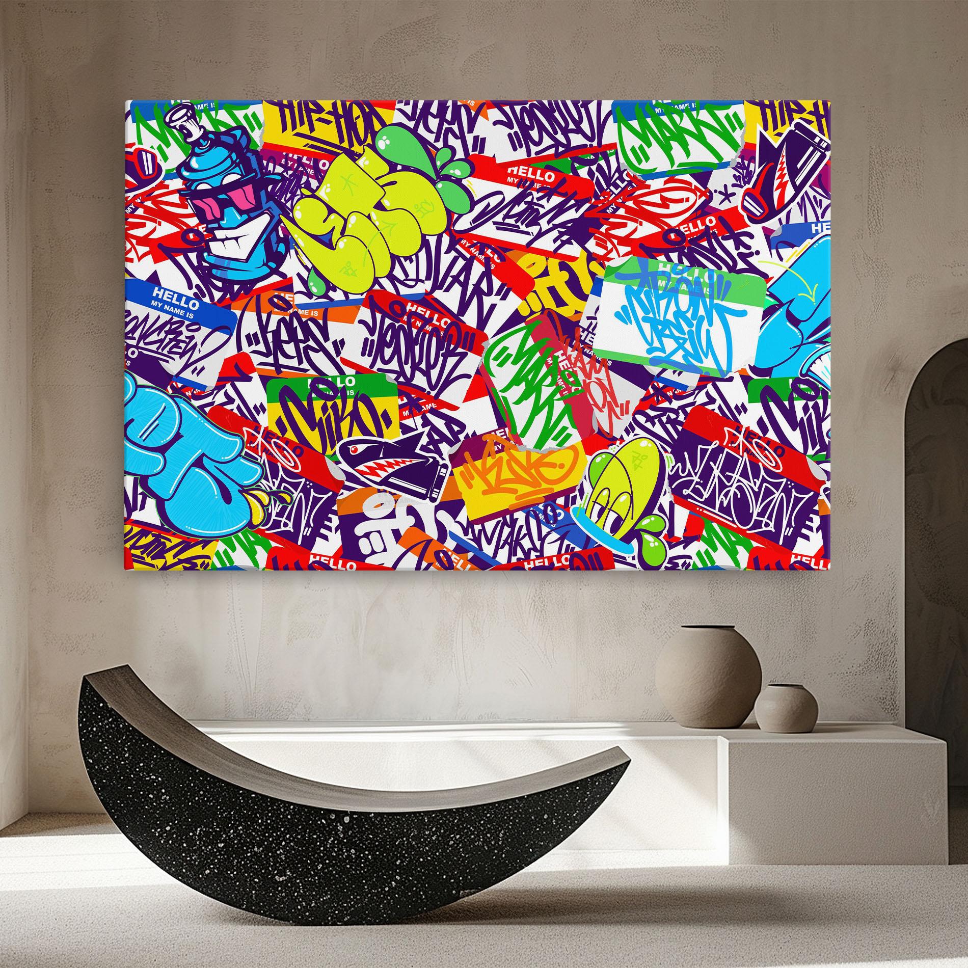 Leinwandbild Hello Graffiti Name mockup 8