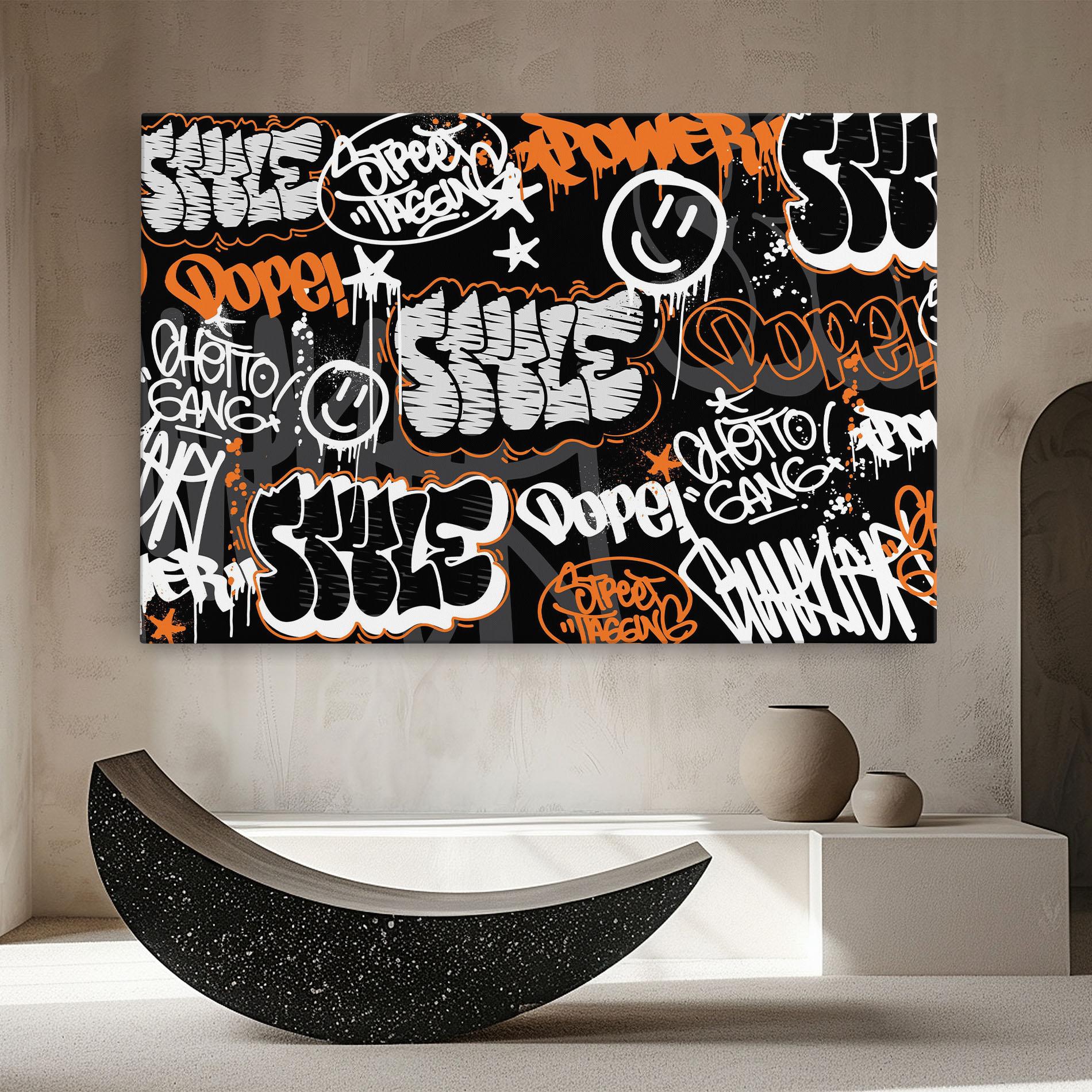 Leinwandbild Orange Black Graffiti mockup 8