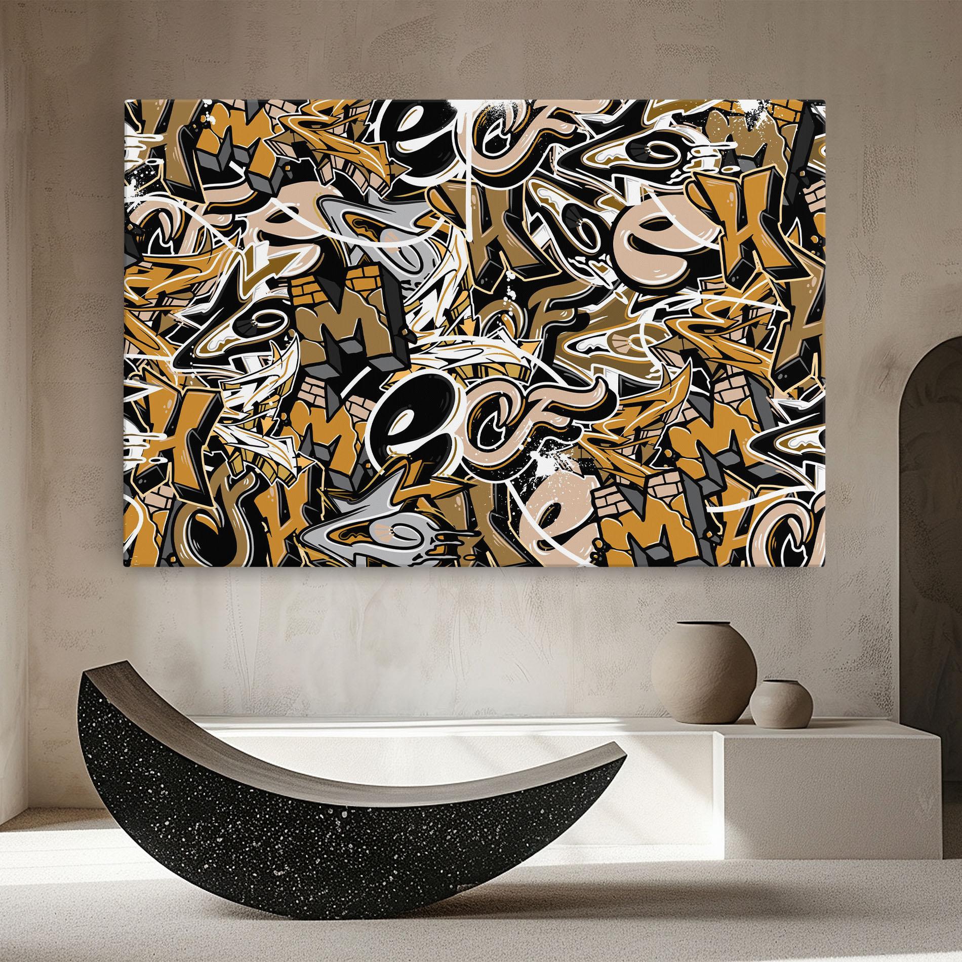 Leinwandbild Yellow White Graffiti mockup 8