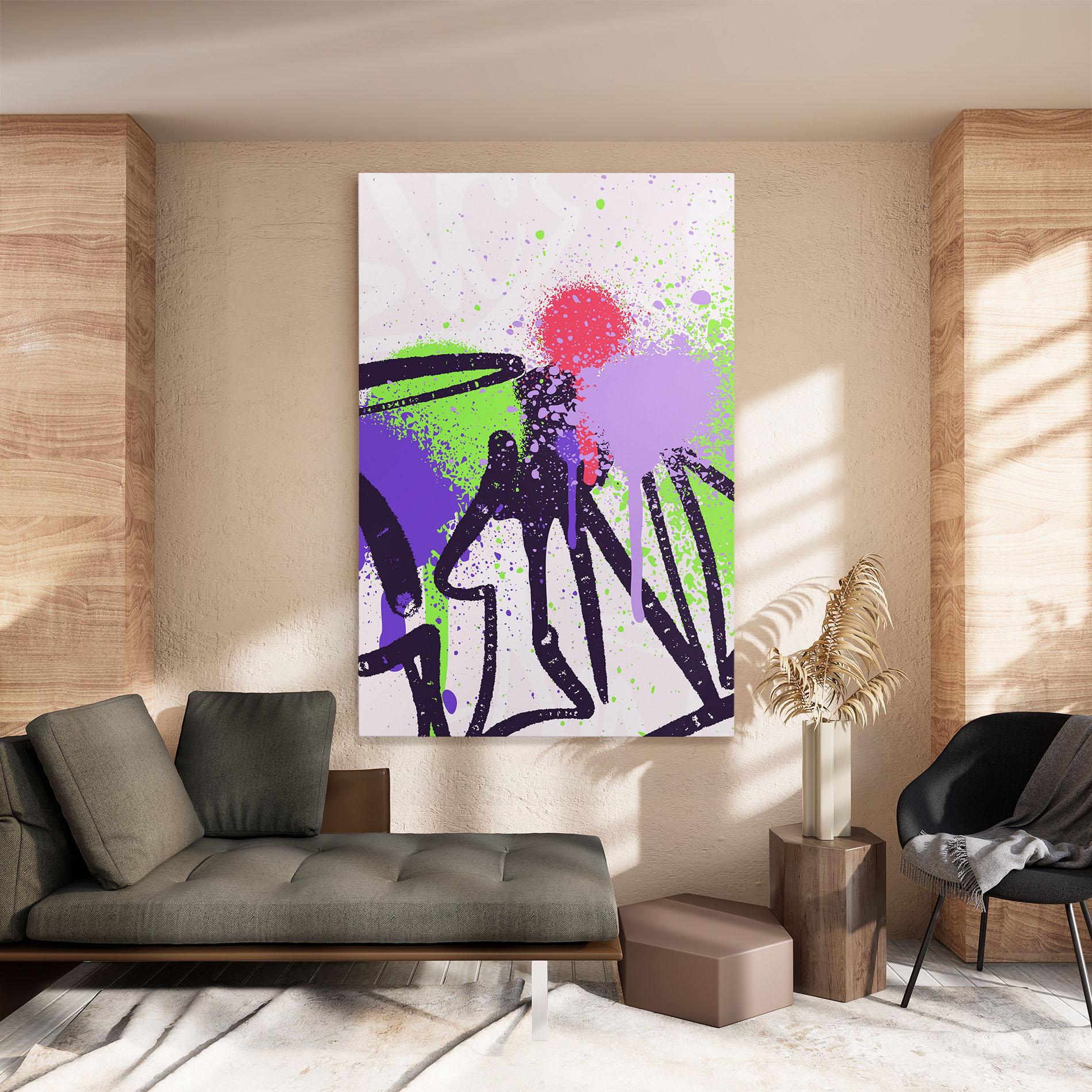 Leinwandbild Green Purple Graffiti mockup 8
