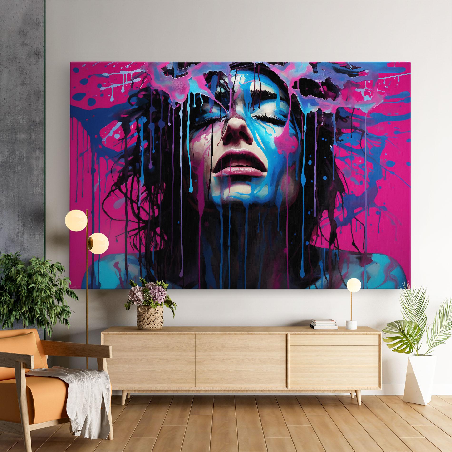 Leinwandbild Blue Pink Woman mockup 9