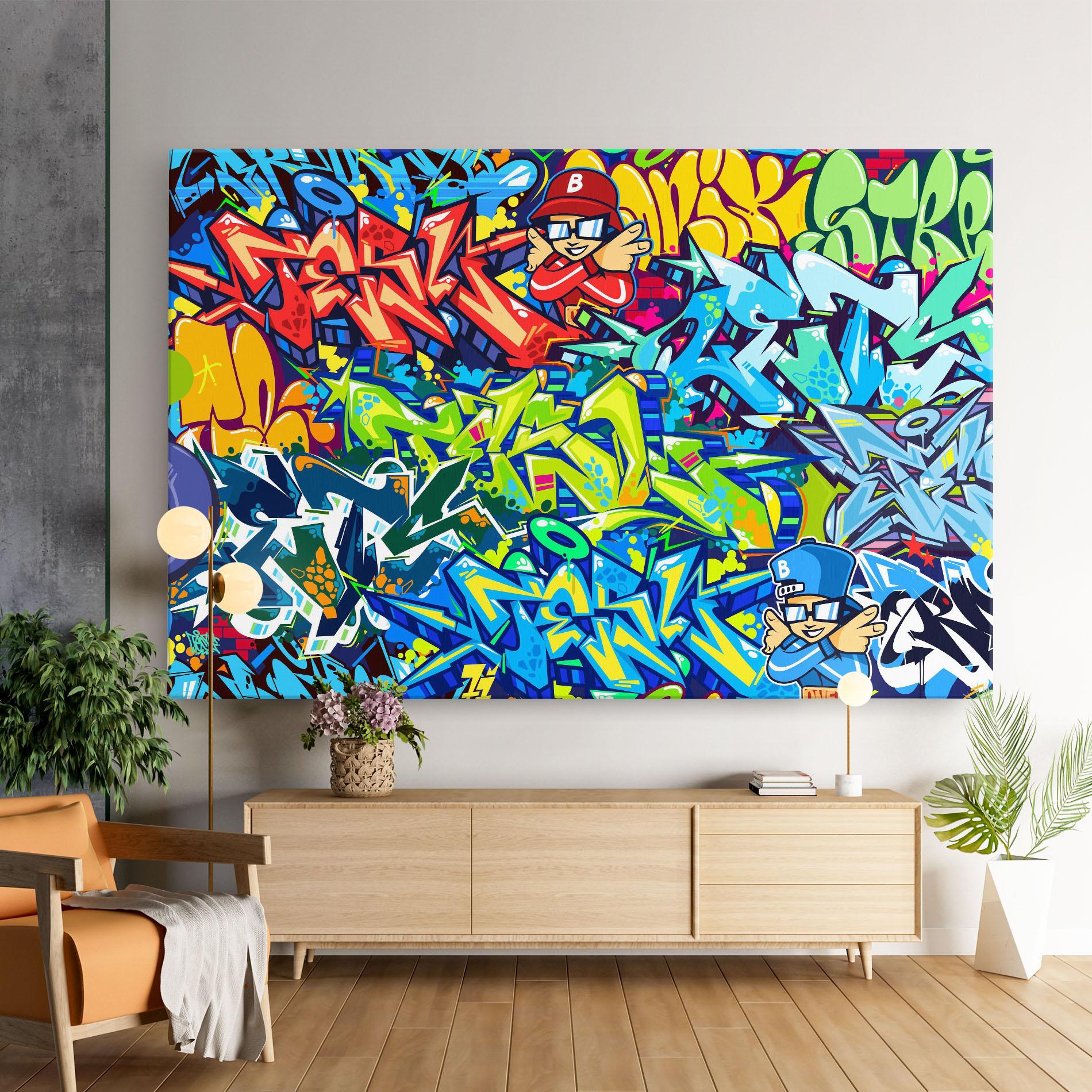 Leinwandbild Colorful Graffiti mockup 9