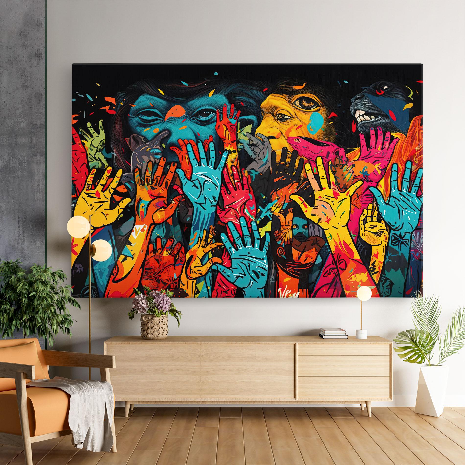 Leinwandbild Colorful Hands mockup 9
