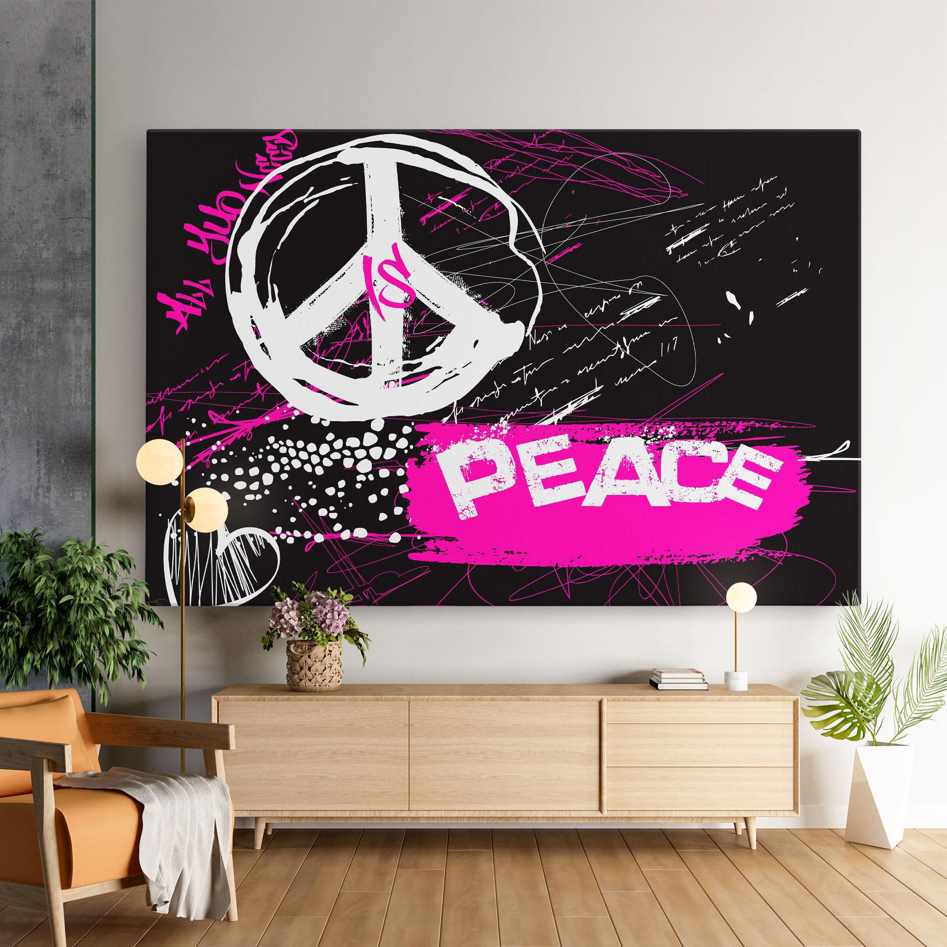 Leinwandbild Graffiti Pink Peace mockup 9