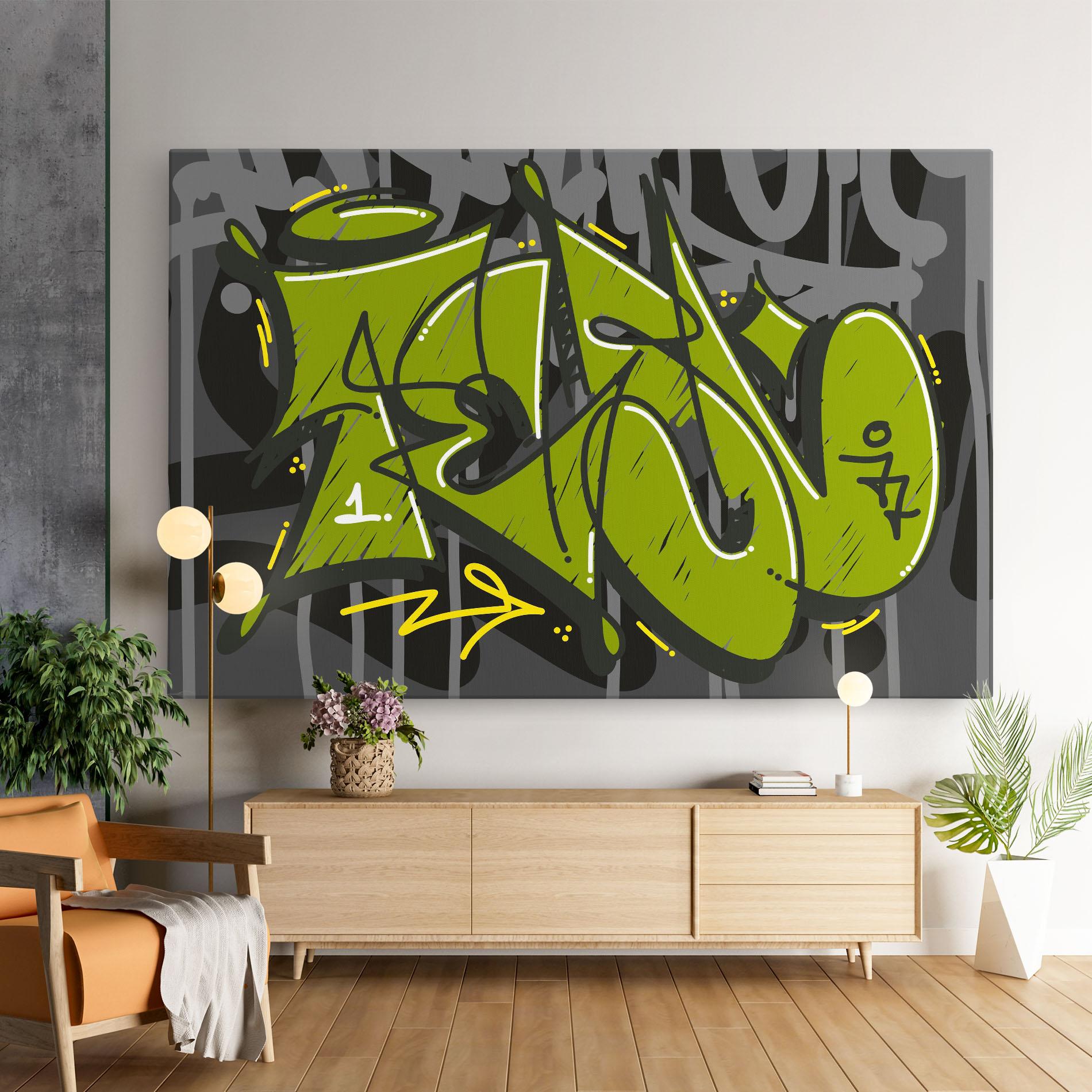 Leinwandbild Green Grey Graffti mockup 9