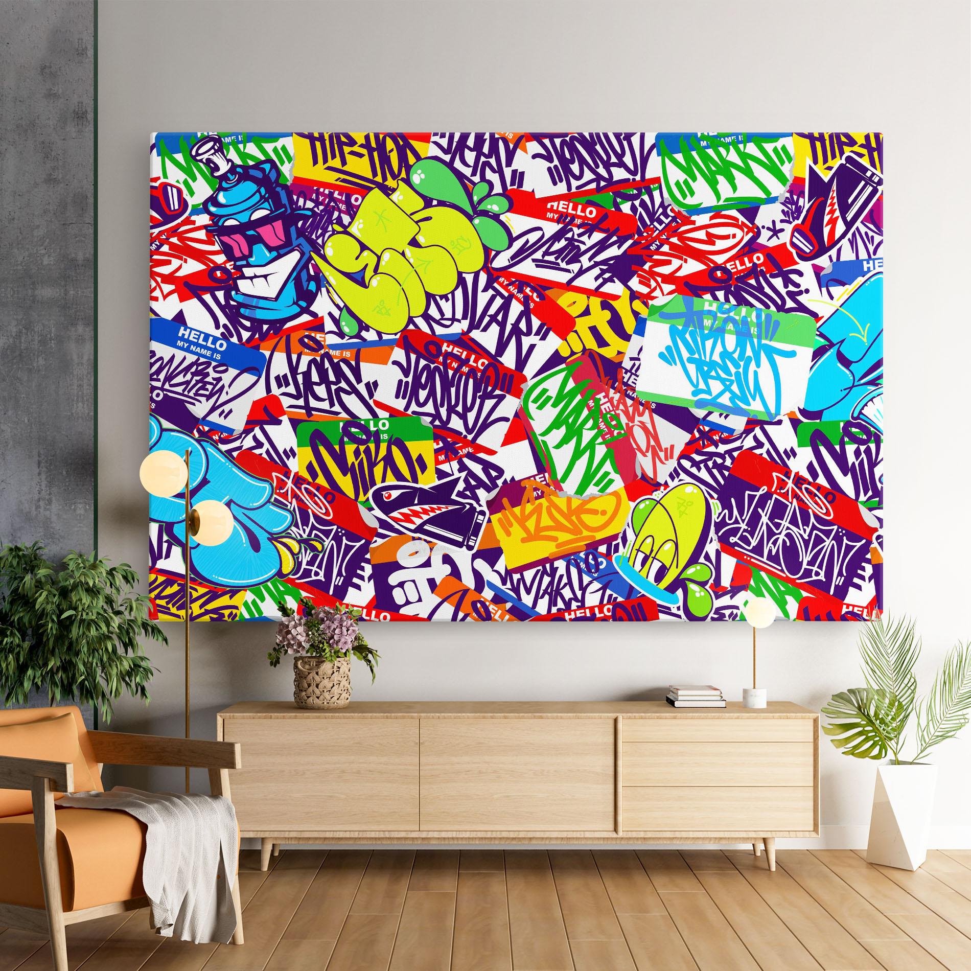 Leinwandbild Hello Graffiti Name mockup 9