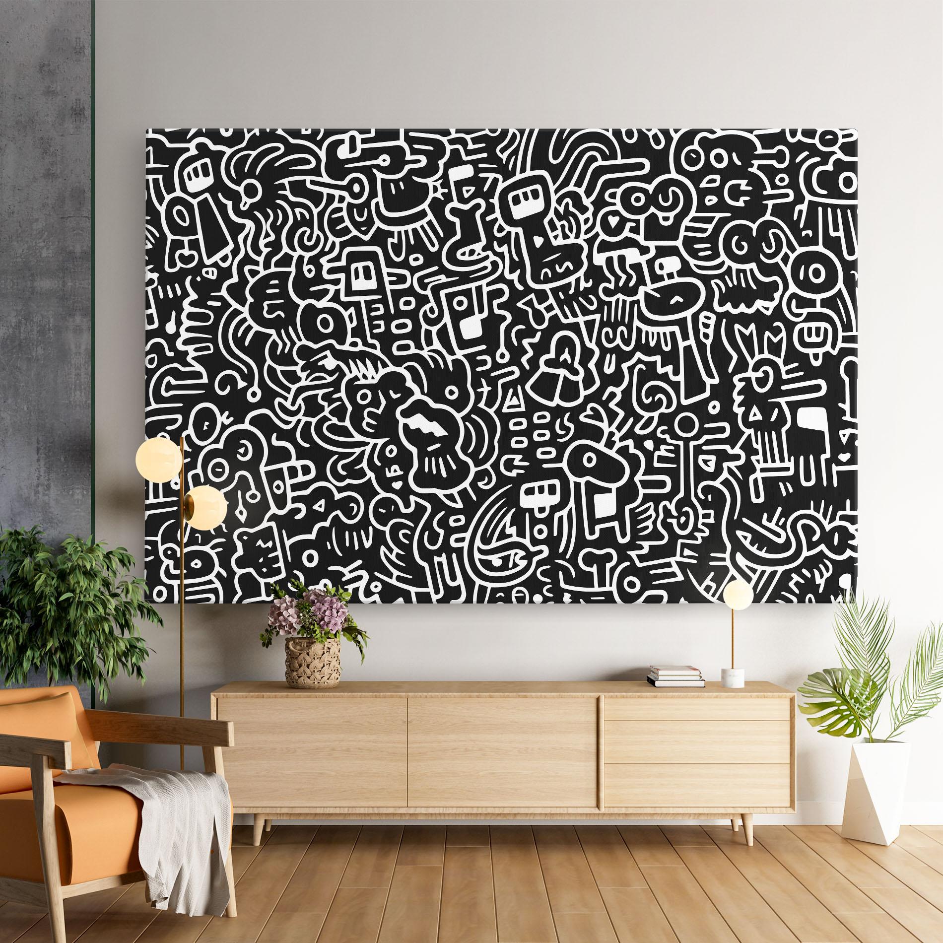 Leinwandbild White Line Doodle mockup 9