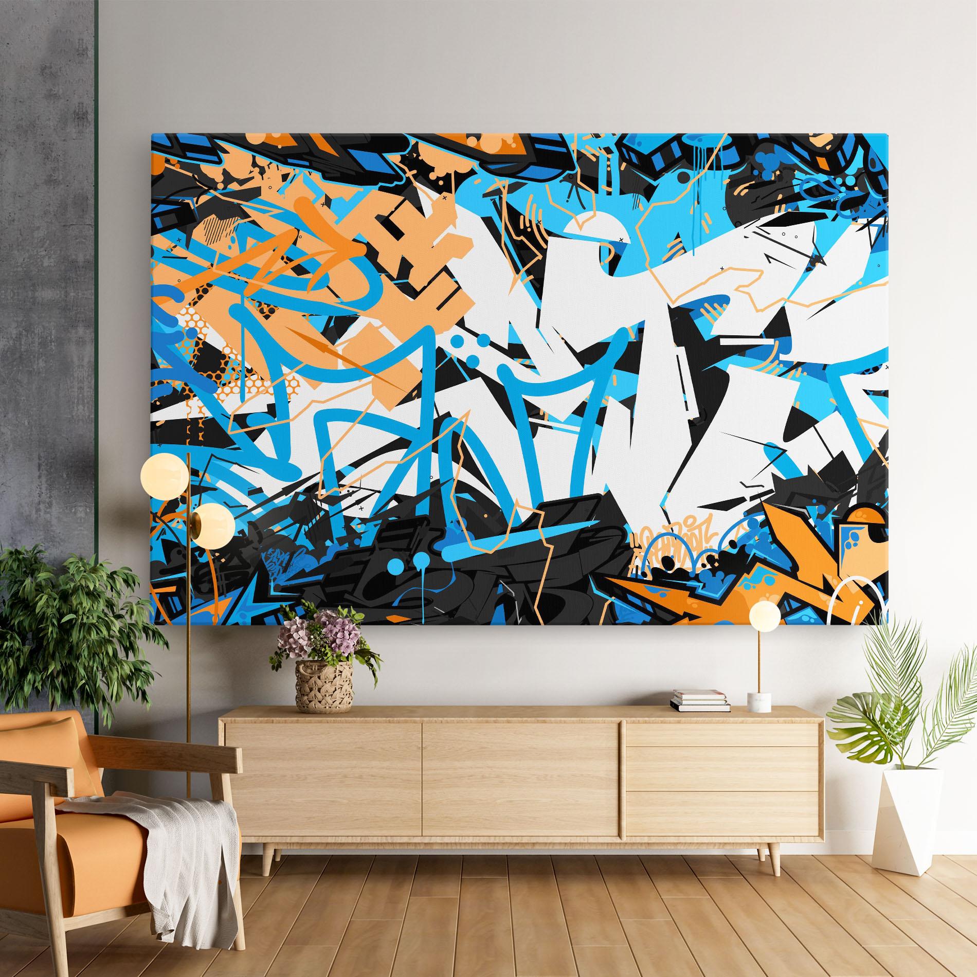 Leinwandbild White Orange Graffiti mockup 9