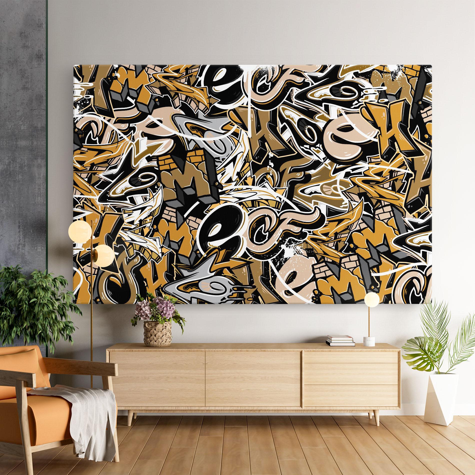 Leinwandbild Yellow White Graffiti mockup 9